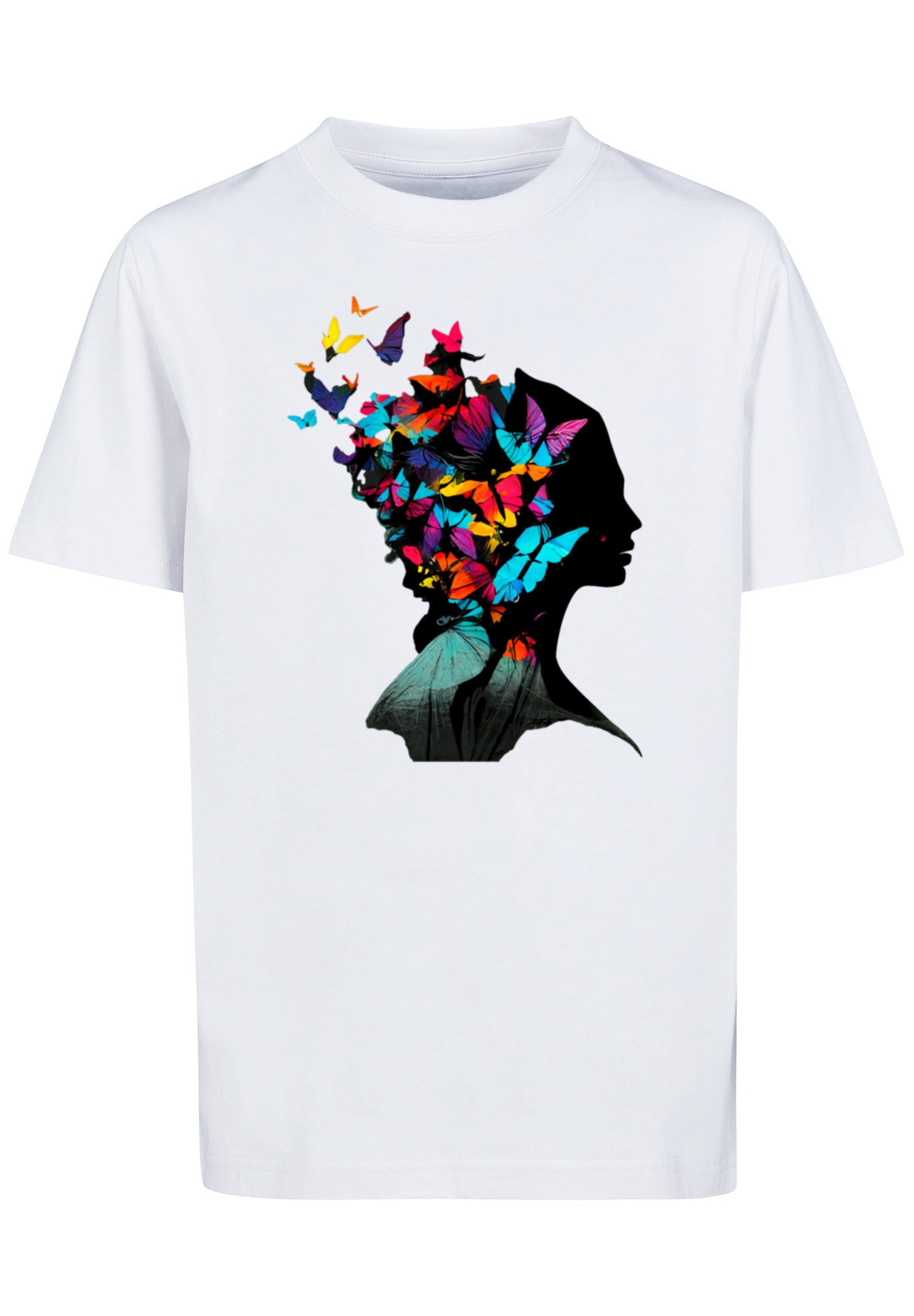 weiß Print T-Shirt TEE UNISEX Silhouette Schmetterling F4NT4STIC