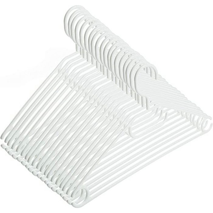 Centi Kleiderbügel Kleiderbügel weiß mit drehbaren Haken und Krawattenhalter (Spar Set 50-tlg) mit Antirutschrillen aus Kunststoff Länge ca. 41 cm Made in EU