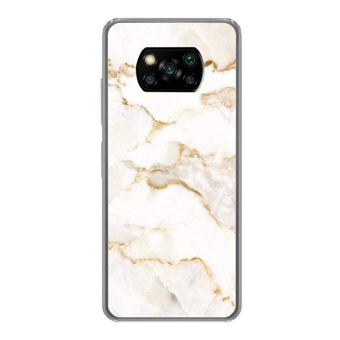 MuchoWow Handyhülle Marmor - Limette - Gold - Luxus - Marmoroptik - Weiß Phone Case Handyhülle Poco X3 Silikon Schutzhülle