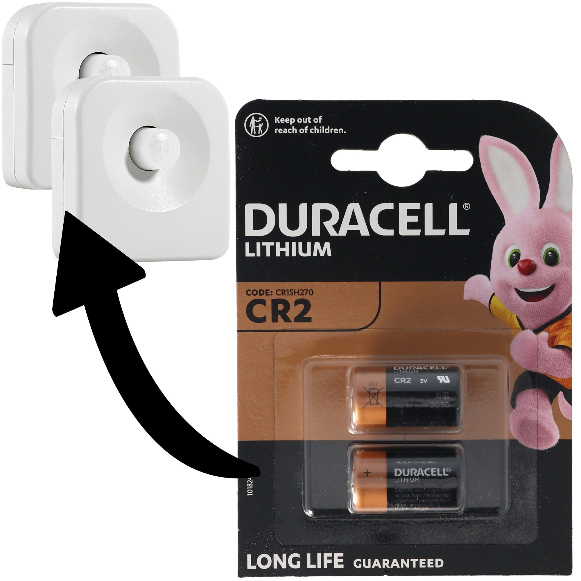 Duracell Batterien passend für 2 Osram Lightify Motion Sensor Bewegungsmelder Batterie, (3,0 V)