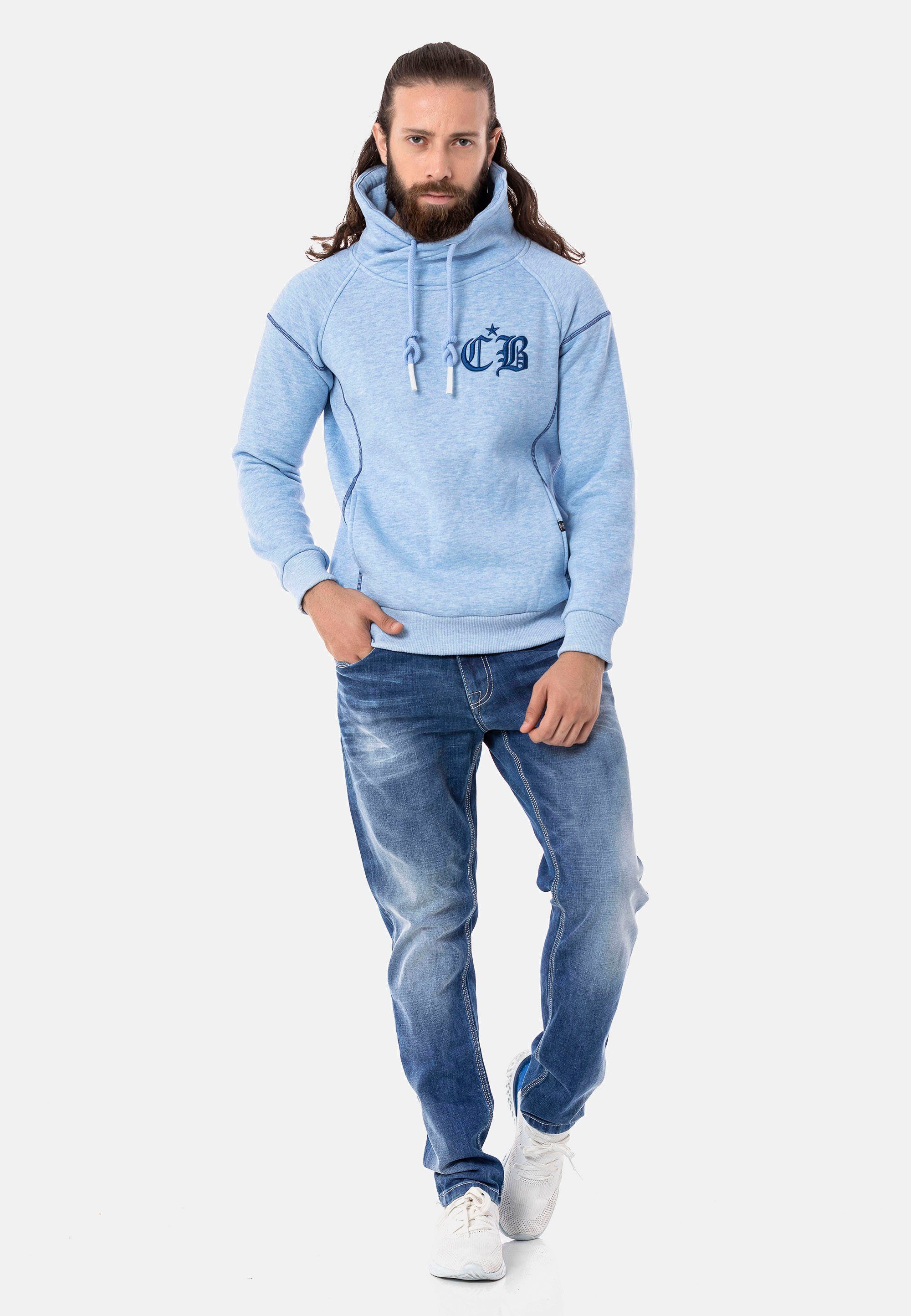 hochabschließendem mit Cipo & blau Stehkragen Sweatshirt Baxx