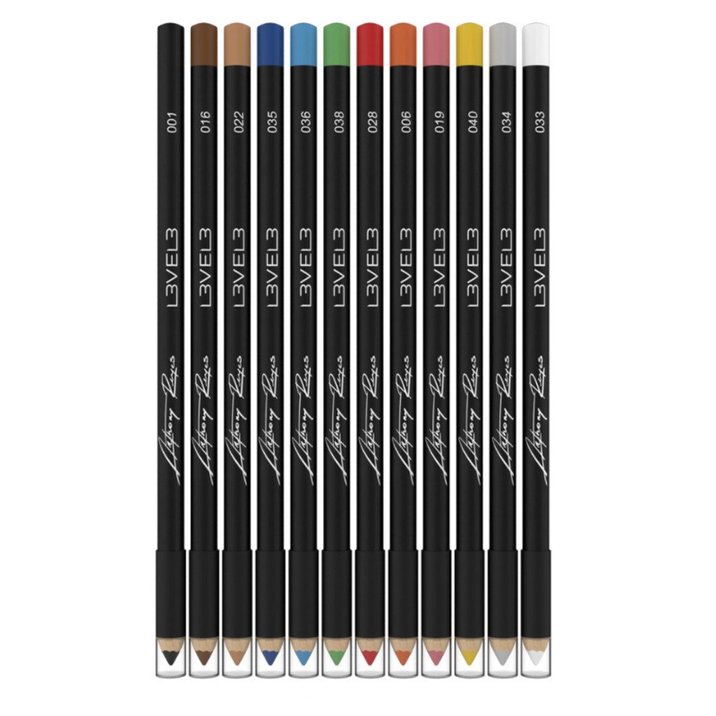 L3VEL3™ Distribution and Corporate Haarfarbe L3Vel3 / Lv3 – Liner-Set Mit 12 Stiften – Verschiedene Farben, Farbmarker-Set für Hair-Art, 12-tlg., Set mit 12 verschiedenen Color-Liner-Stiften, Schutzkappen, ergonomische & leichte Stiftform