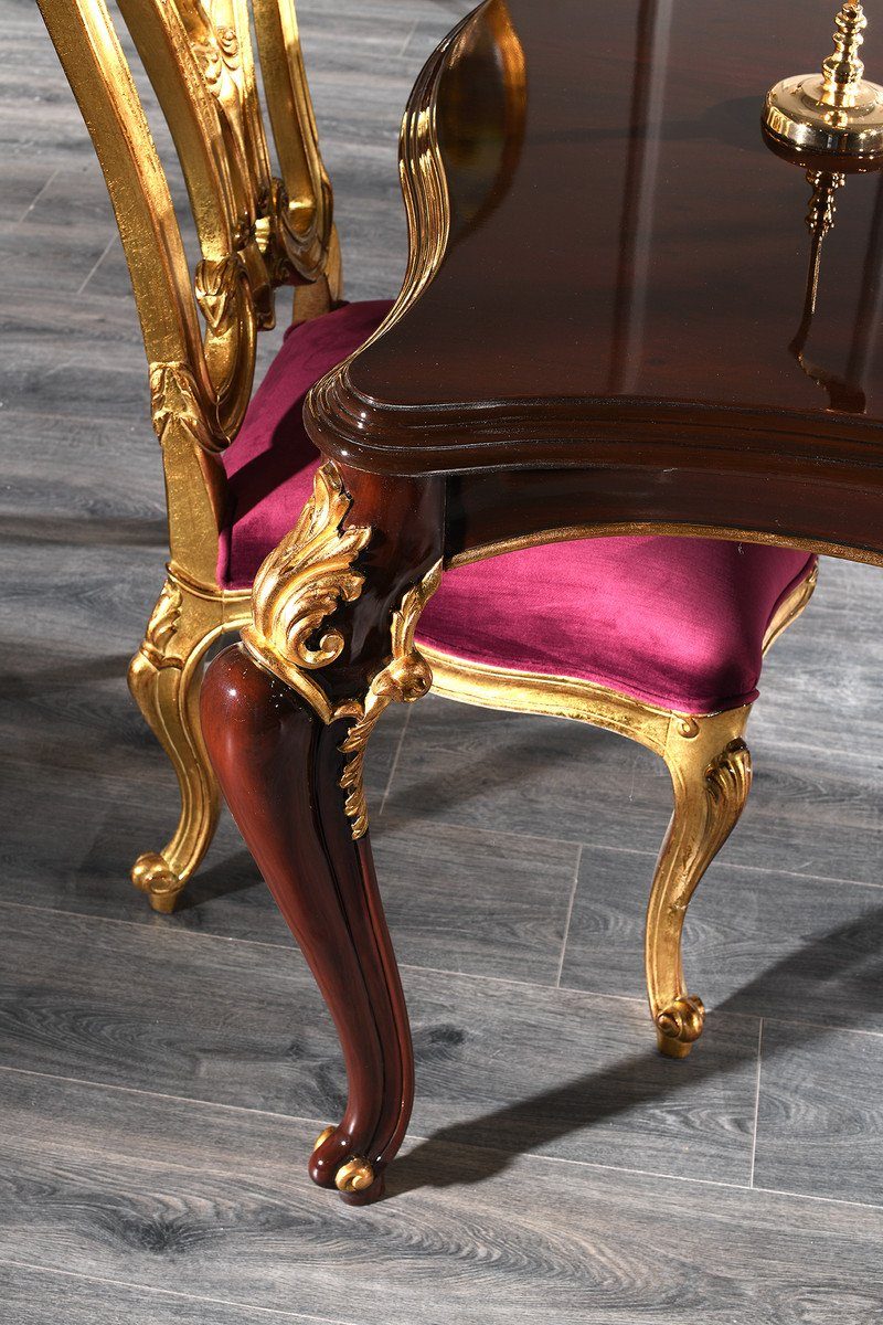Luxus Made Esstisch 1 Casa Esszimmermöbel Set - - in Esszimmer-Set Barock Barockstil Luxus Esszimmer Esszimmerstühle - Qualität Padrino Italy & - 6 im
