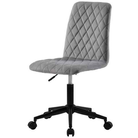 Flieks Drehstuhl Komfort, Samt Bürostuhl Schreibtischstuhl, verstellbare Höhe, grau