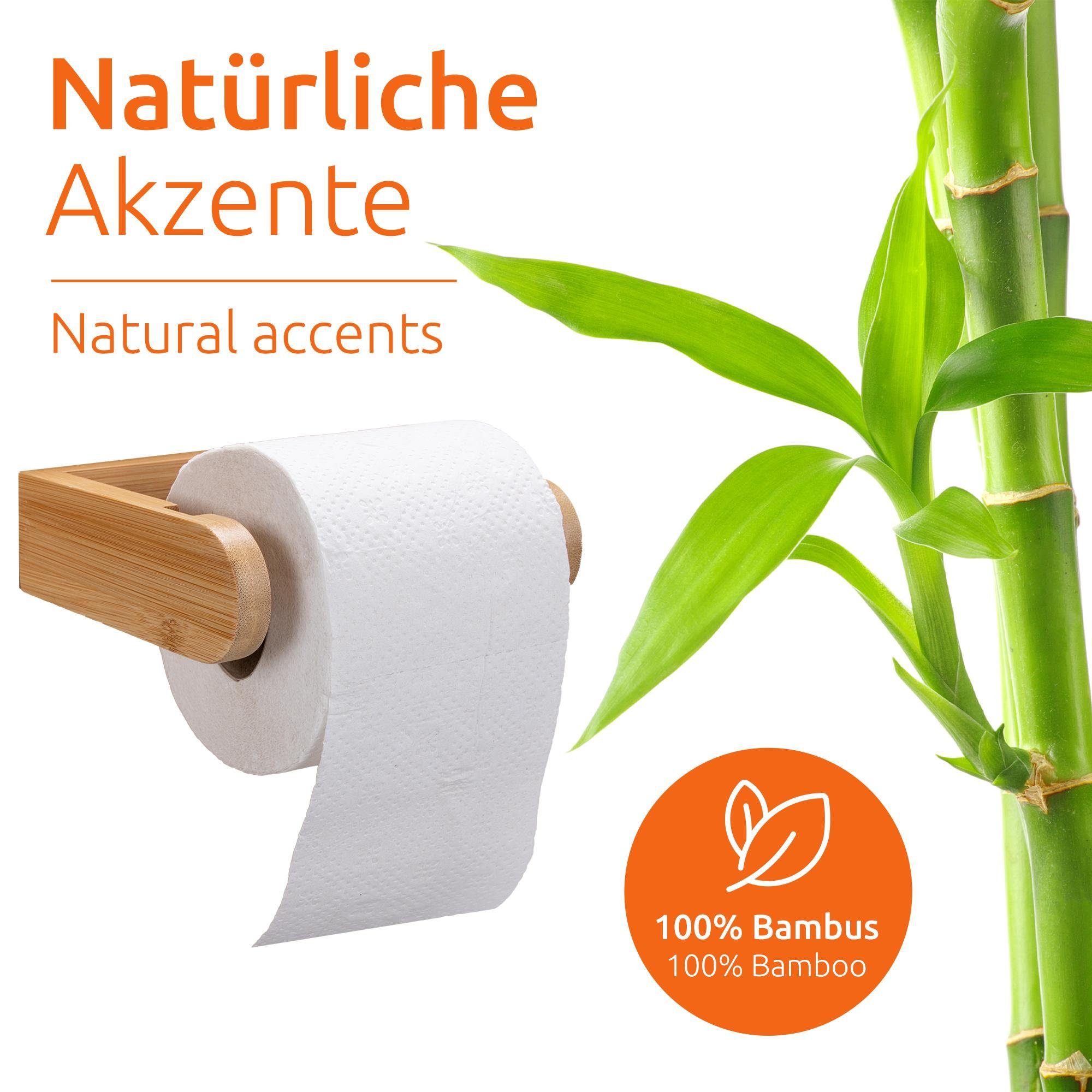 ECENCE Toilettenpapierhalter 1x Toiletten-Klo-Papierhalter Bambus Wandmonta günstig online kaufen