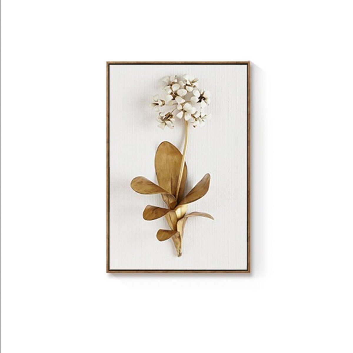 TPFLiving Kunstdruck (OHNE RAHMEN) Poster - Leinwand - Wandbild, Nordic Art - Goldene 3-D Blumen - (11 Motive in 5 verschiedenen Größen zur Auswahl - Bilder Wohnzimmer), Farben: Gold, Weiß - Größe: 40x50cm