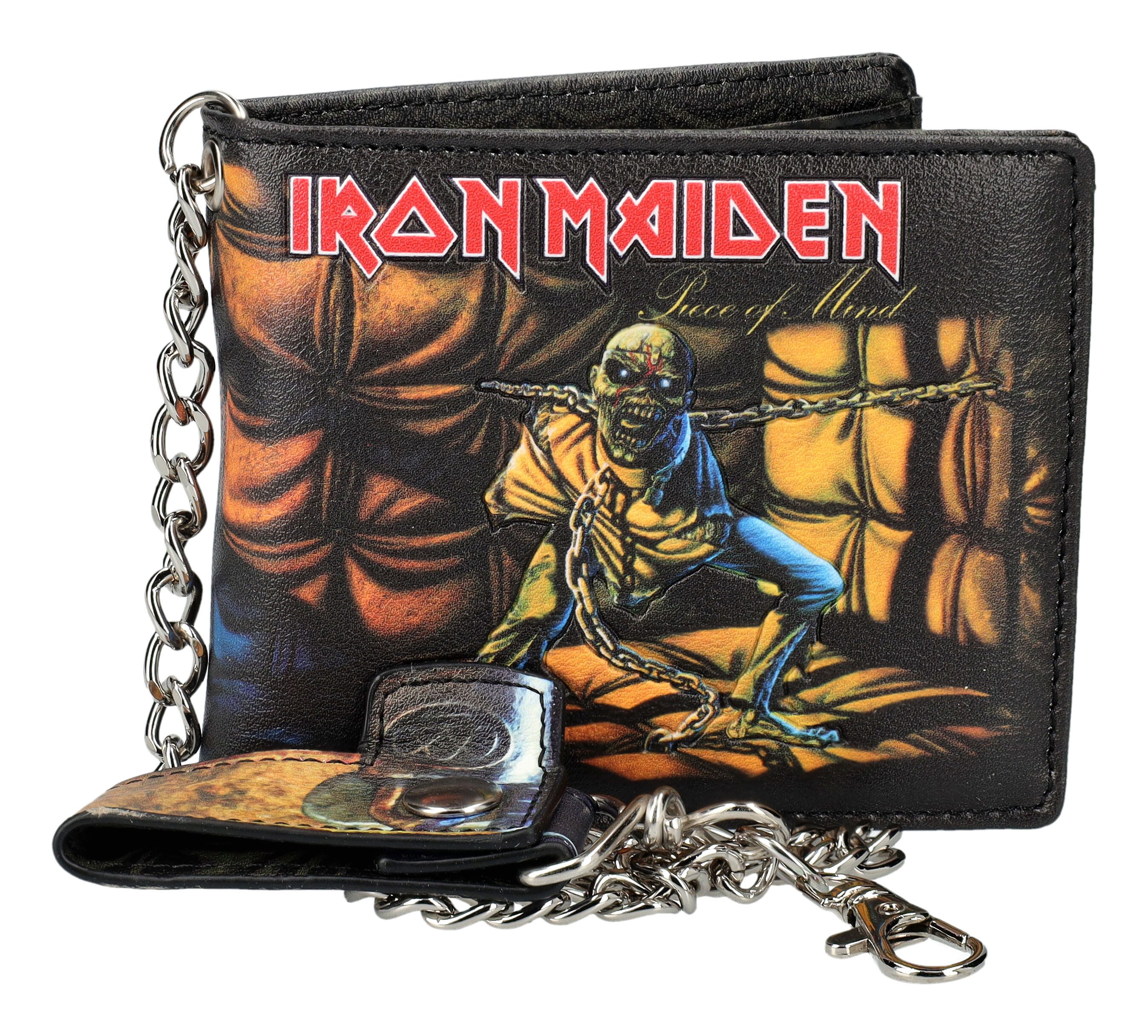 Figuren Shop GmbH Geldbörse Iron Maiden Geldbeutel – Eddie in Ketten Fan Wallet mit Kette 9,5 cm