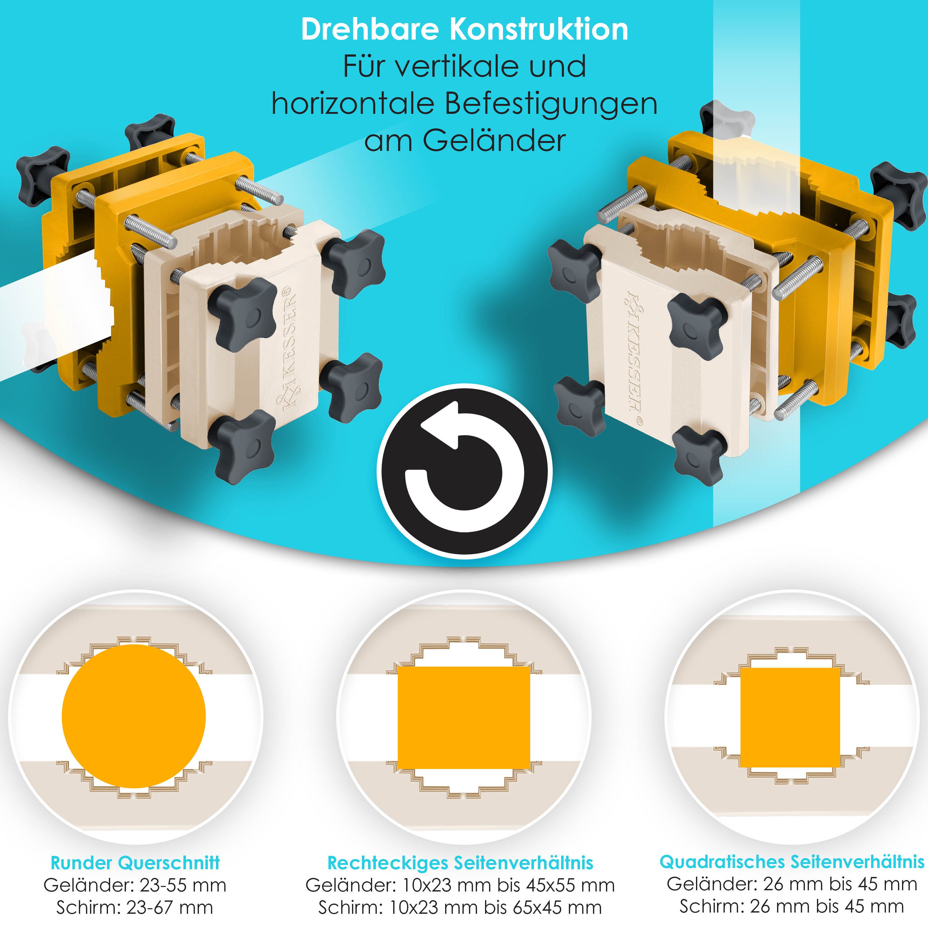KESSER Schirmhalter, Premium Sonnenschirmhalter Universal Balkongeländer Schirm