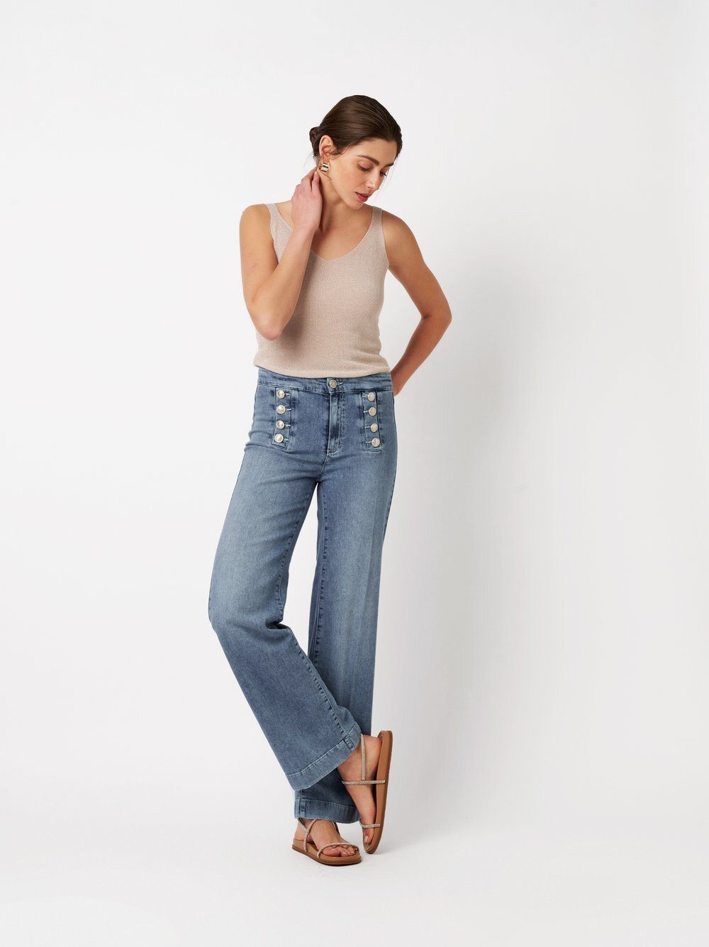 ROSNER Bootcut-Jeans Audrey Sailor (1-tlg) mit doppelter Knopfreihe