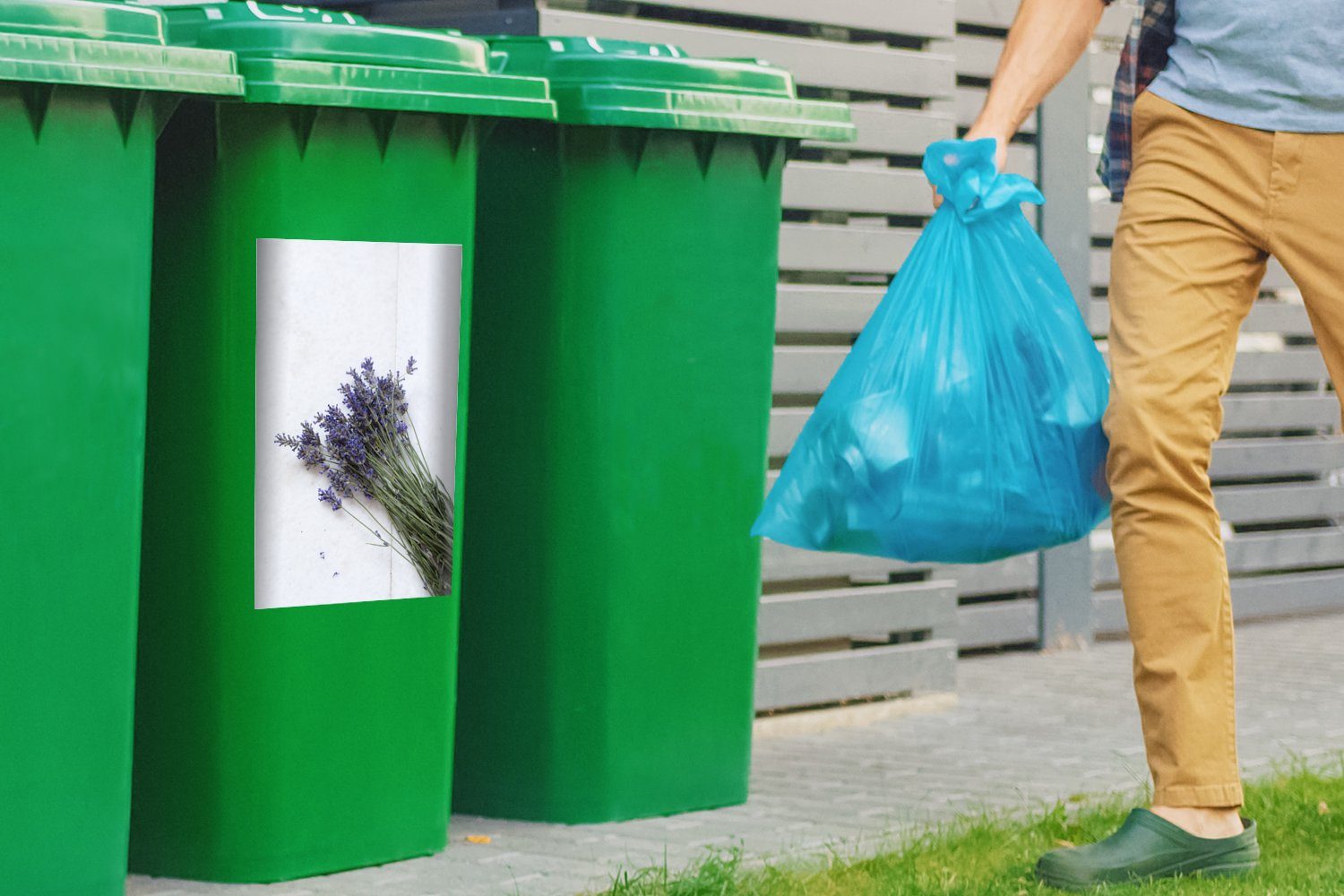 Mülltonne, Container, (1 Wandsticker Abfalbehälter Geernteter MuchoWow Sticker, Marmor Lavendel medizinischer Mülleimer-aufkleber, St), auf