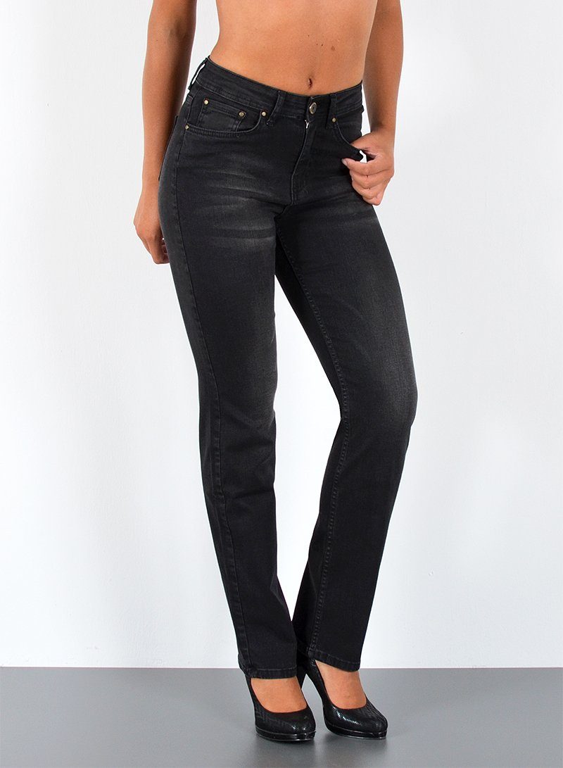 ESRA Straight-Jeans Premium Damen Straight Fit Jeans High Waist Hose bis Übergröße G5 Jeans Damen Straight Fit High Waist Damen Jeans Regular Stretch-Jeans – Bild 3 von 5
