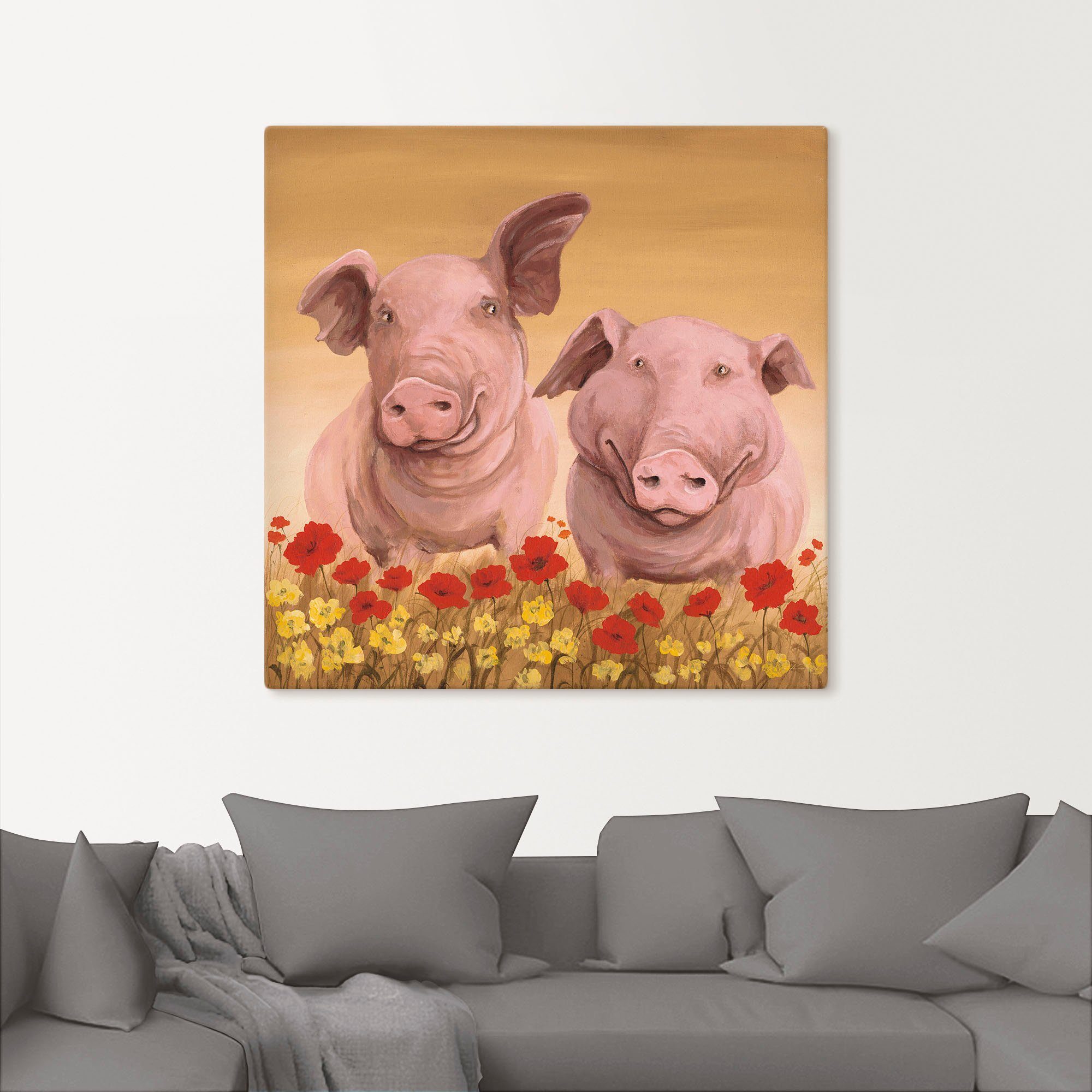 versch. Leinwandbild, St), Wandaufkleber (1 Alubild, Größen Haustiere in Wandbild oder Artland Schweine, als Poster