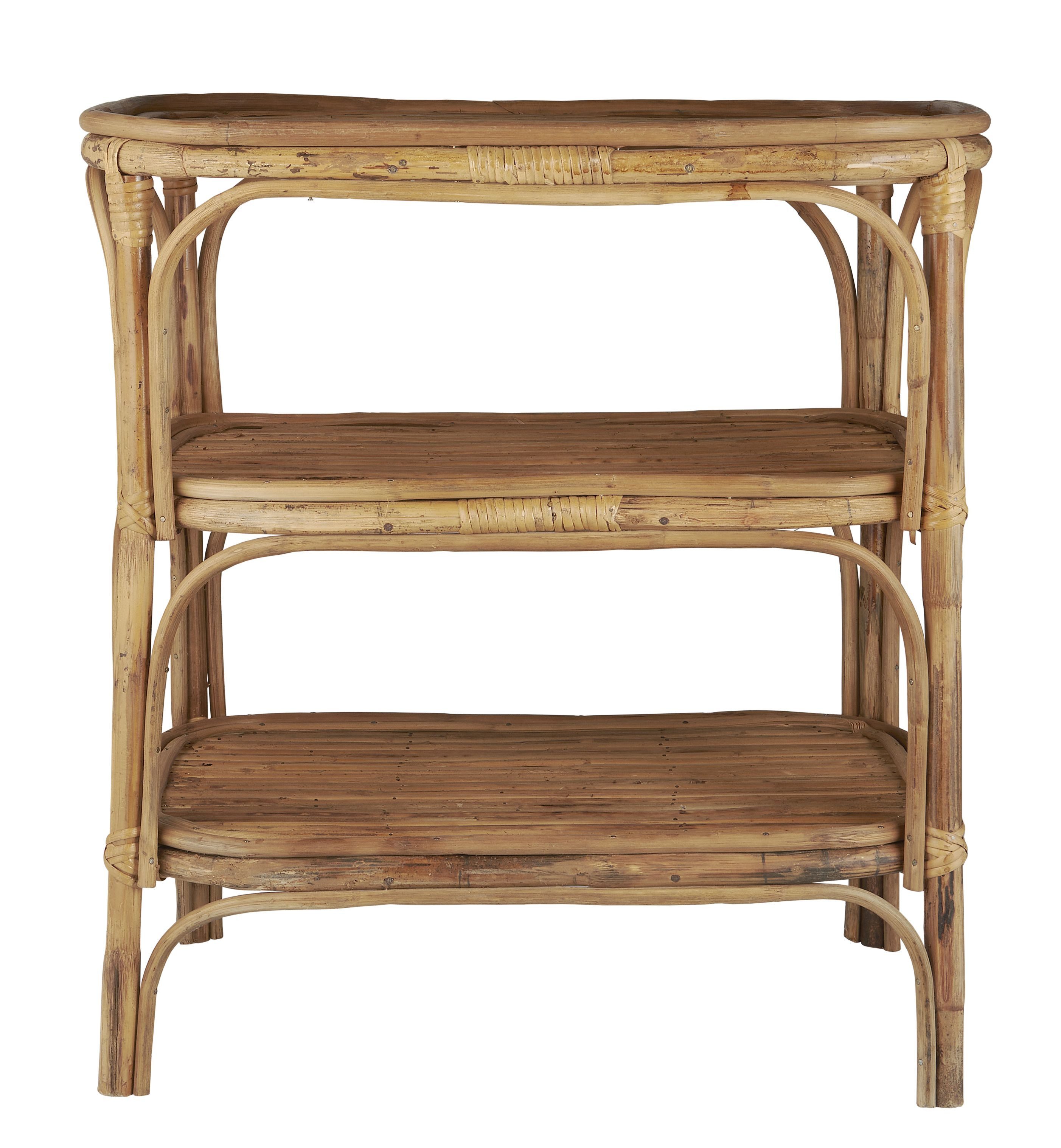 Ib Laursen Beistelltisch Ib Laursen - Beistelltische Tisch mit 2 Ablagen Regal Rattan