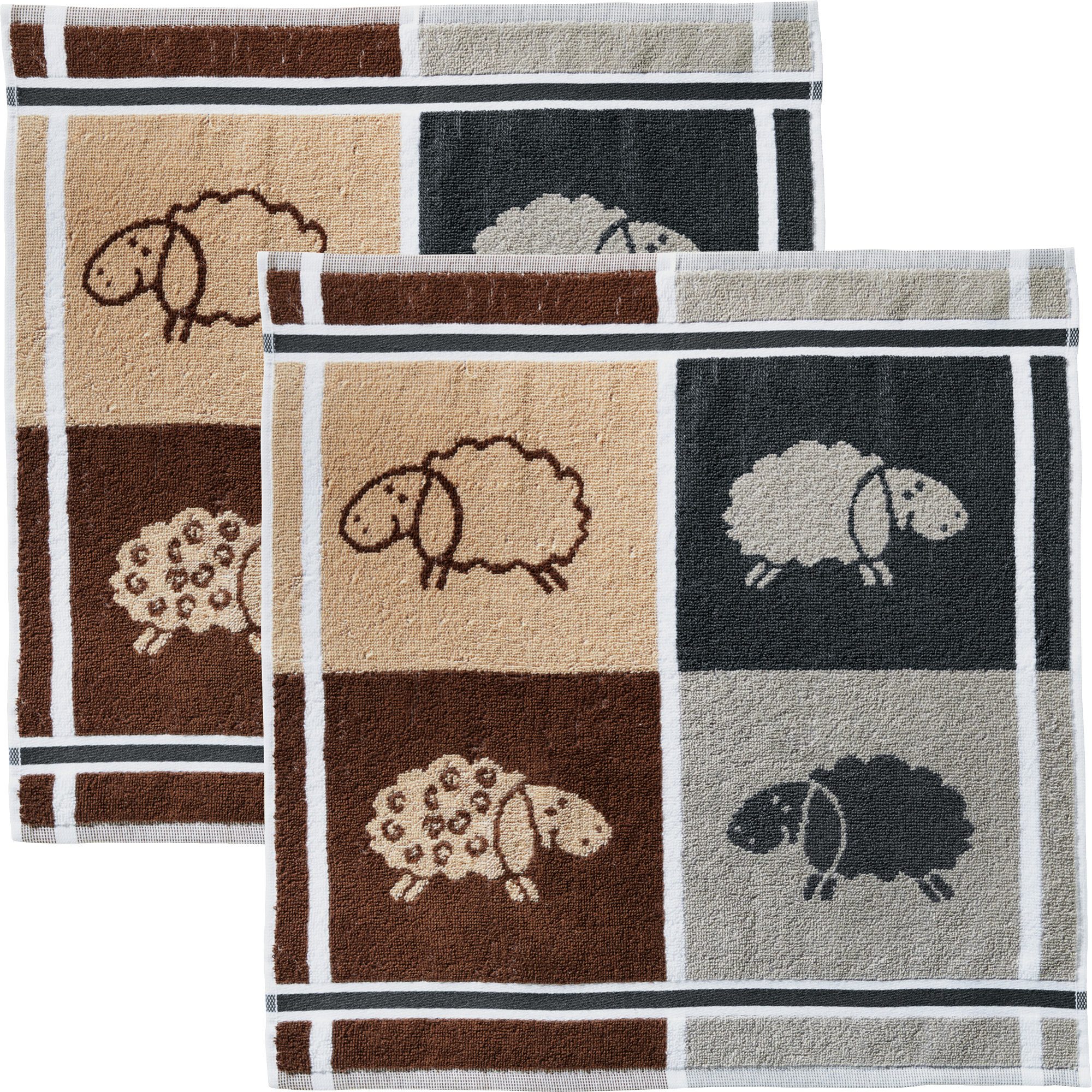 Kracht Geschirrtuch Frottier-Geschirrtuch "Schafe" 2er-Pack, Baumwolle Moti günstig online kaufen