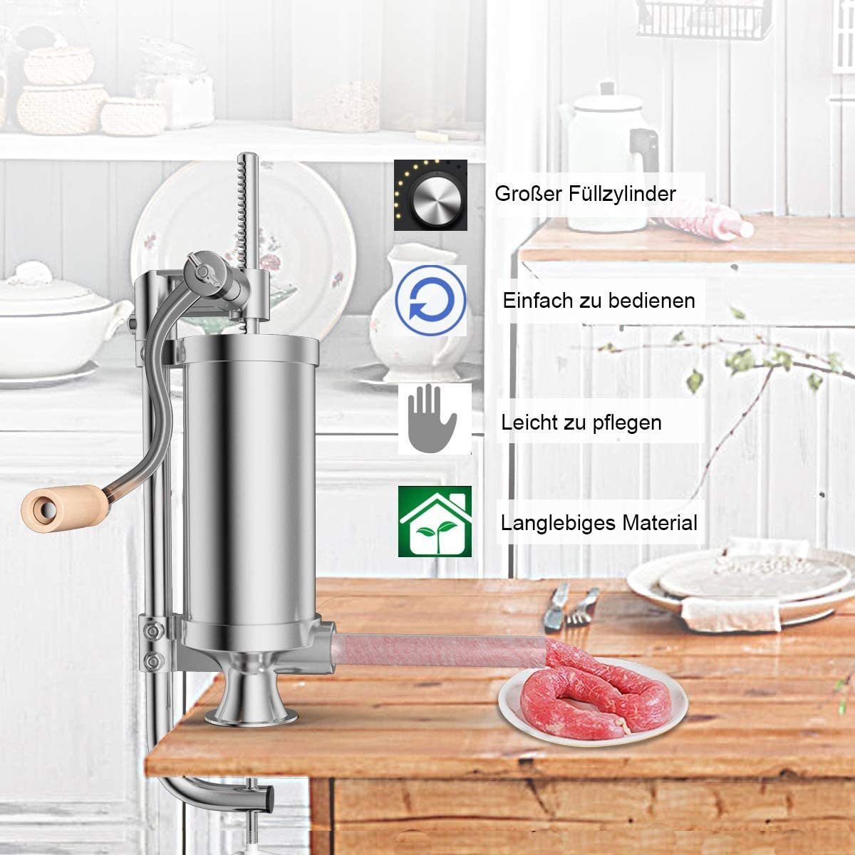 VEVOR Wurstfüllmaschine 3L – Manuelle Vertikalpr Produktbild-Vorschau 4