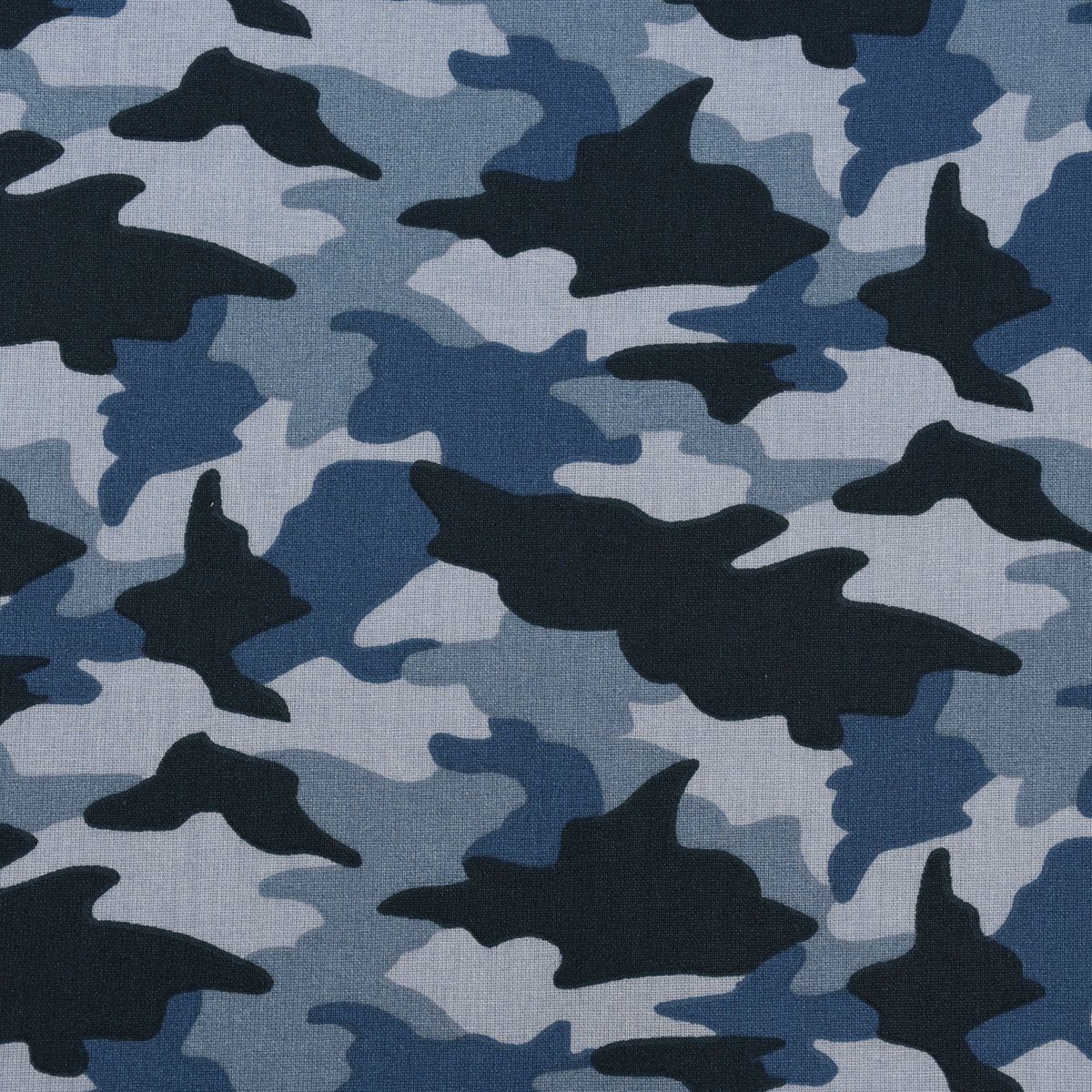 SCHÖNER LEBEN. Stoff Baumwollstoff ARMY Camouflage Tarnmotiv blau 1,50m Breite