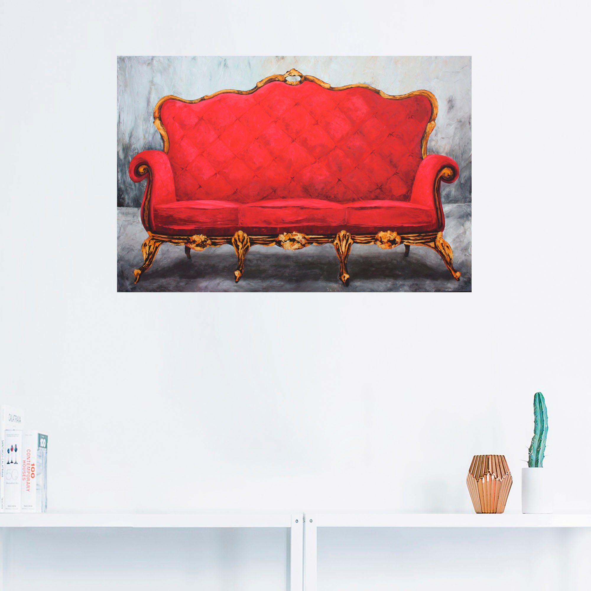 Artland Wandbild Rotes Sofa, Leinwandbild, Poster (1 Wandaufkleber Alubild, oder in Innenarchitektur Größen als St), versch