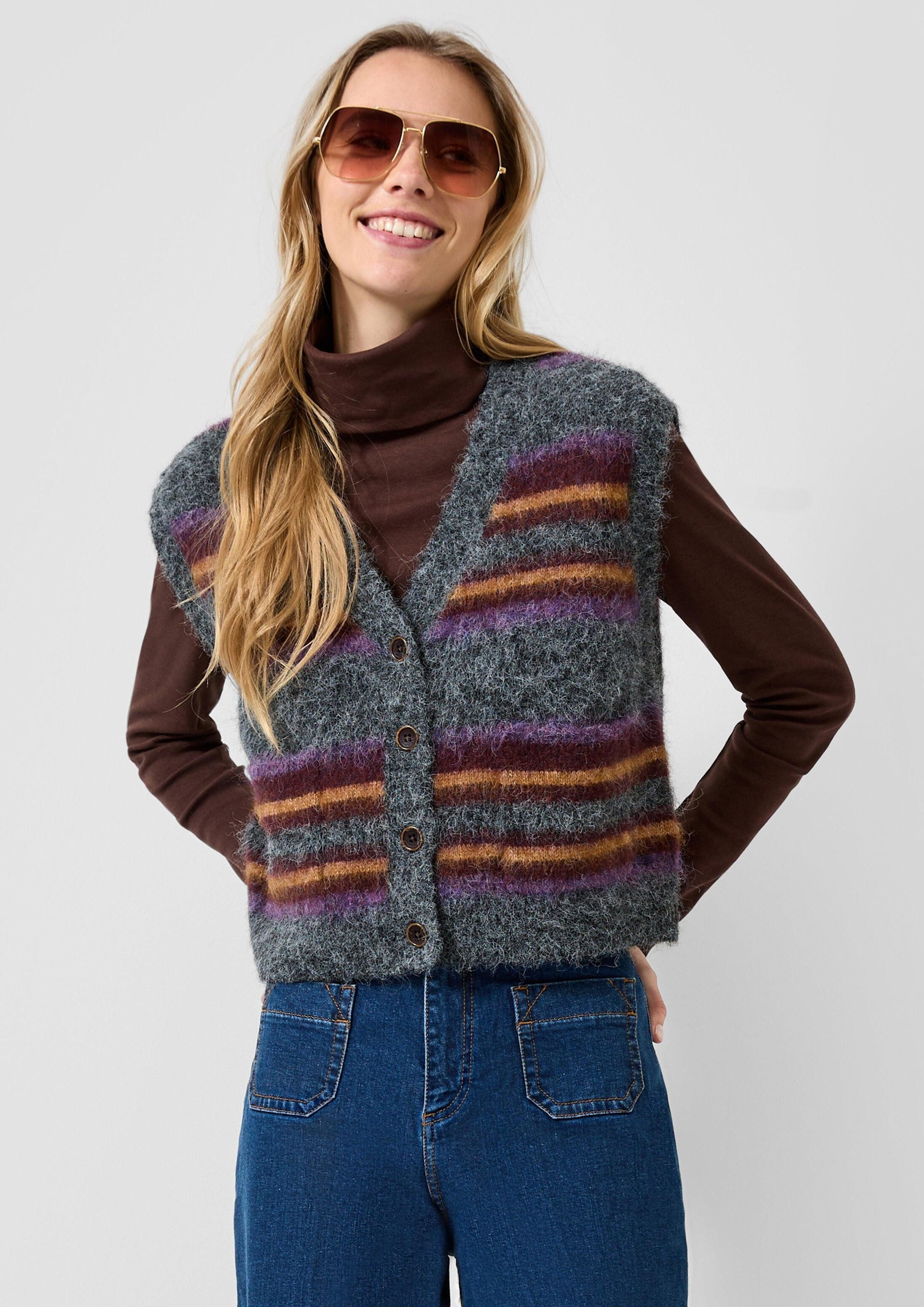 QS Funktionsweste Strickjacke Strickweste mit Streifen