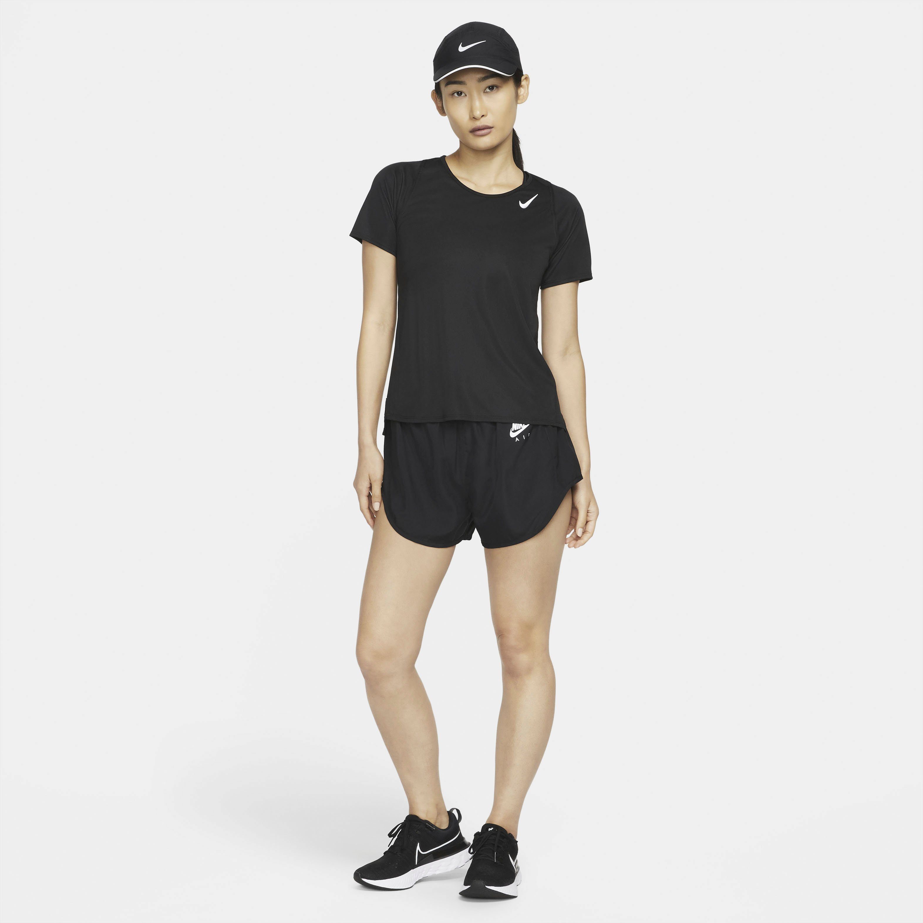 Laufshirt DRI-FIT SILV RUNNING BLACK/REFLECTIVE SHORT-SLEEVE RACE WOMEN'S Nike TOP