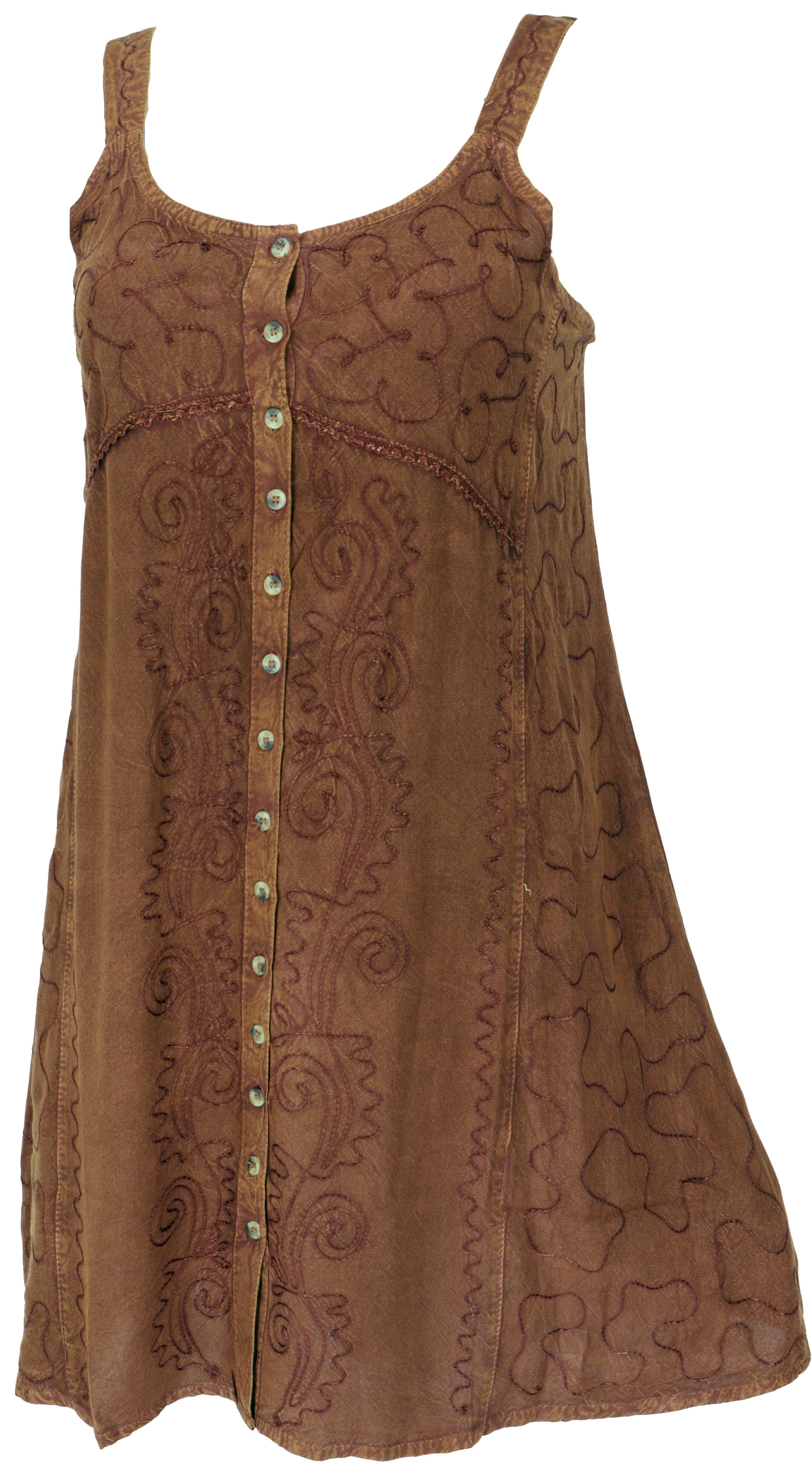 Guru-Shop Midikleid Besticktes indisches Kleid, Boho Minikleid -.. alternative Bekleidung braun/Design 23