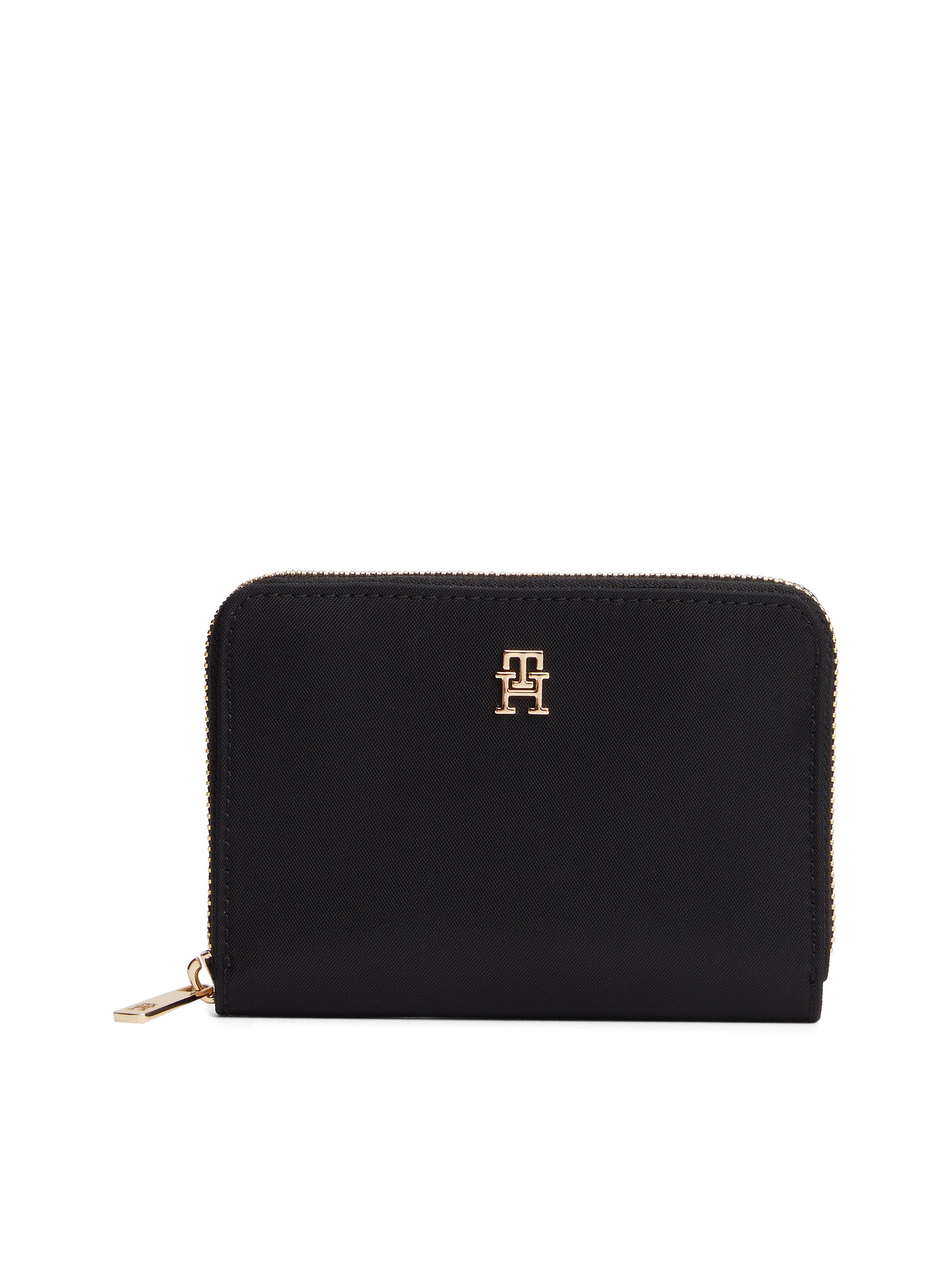 Tommy Hilfiger Geldbörse POPETTE, Damen Geldbeutel, Portemonnaie mit goldfarbenem TH-Logoemblem