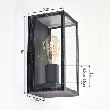 hofstein Außen-Wandleuchte »Piasco« Außenwandlampe aus Metall in schwarz/silber und klaren Glas, ohne Leuchtmittel, Außenlampe mit Lichteffekt, 1xE27