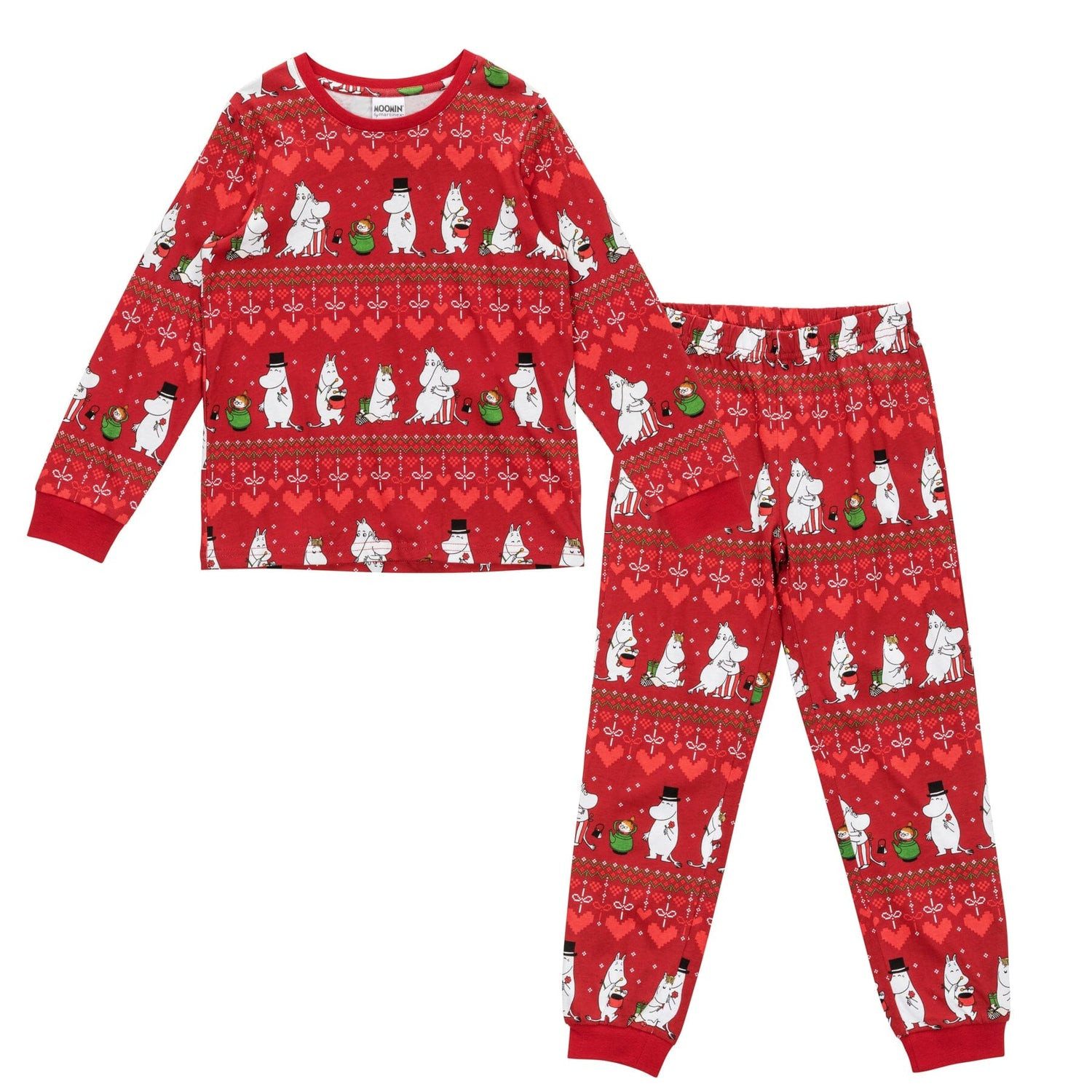 Moomin by Martinex Schlafanzug MOOMIN Winter Heart Pyjama – Dark Red © Moomin Characters Weihnachten