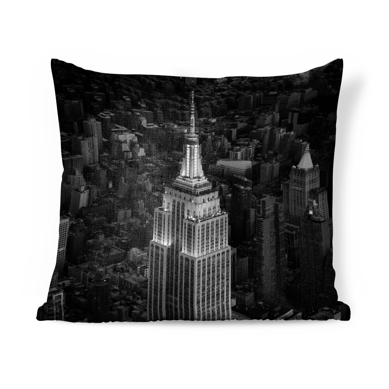 MuchoWow Dekokissen Luftaufnahme des Empire State Building - schwarz und weiß, Zierkissen mit Füllung für Wohzimmer, Schlafzimmer, Deko, Sofakissen