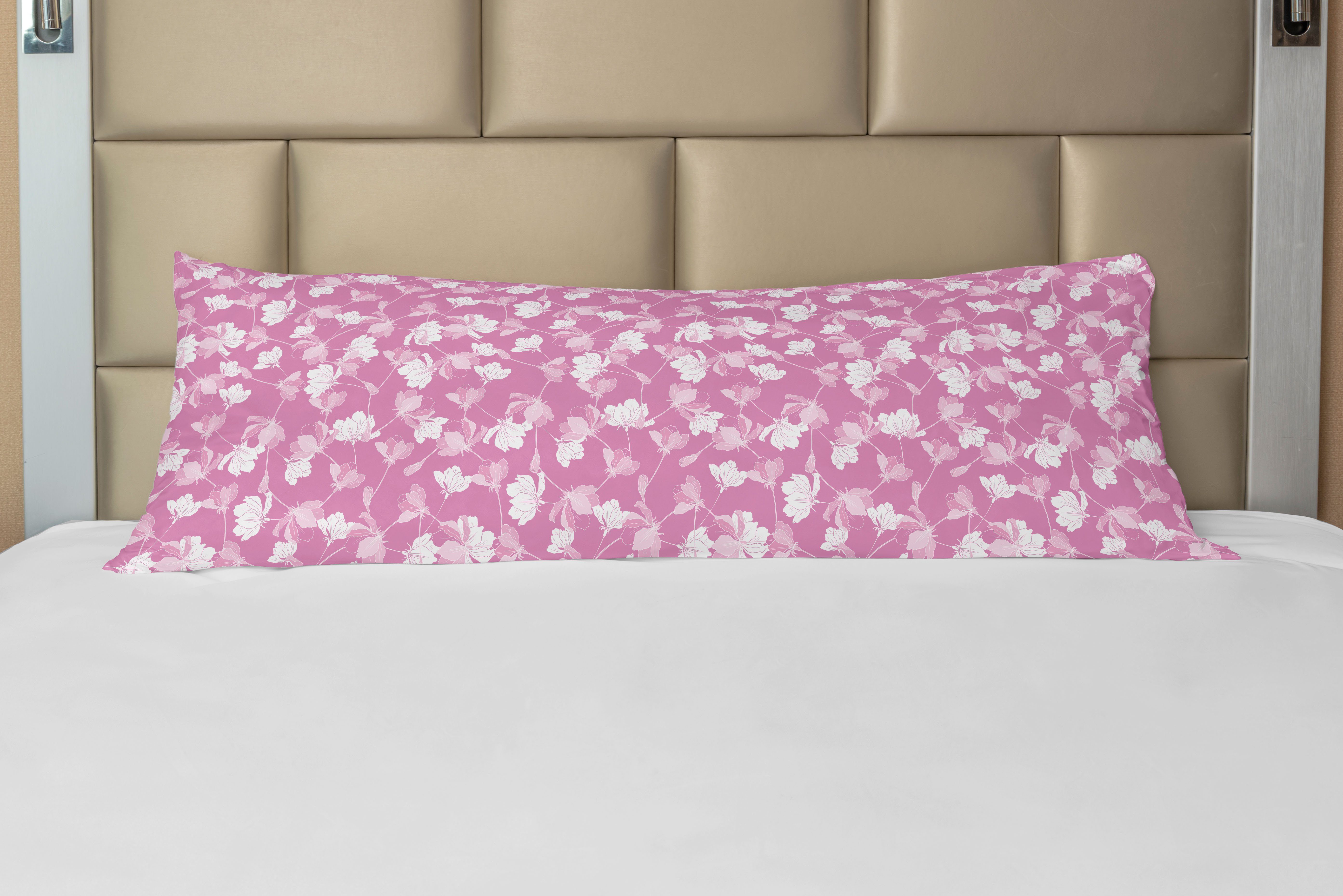 Seitenschläferkissenbezug Deko-Akzent Langer Kissenbezug, Abakuhaus, Pink und Weiß Apple-Blumen-Blüten