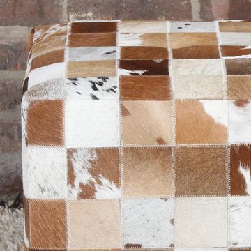 Casa Moro Hocker Patchwork Fell Hocker Jaspal 45x45x48 (B/T/H) aus Ziegenfell & Holz (Boho Chic Polsterhocker, Sitzhocker quadratisch Geschenkidee), Handmade HH5607