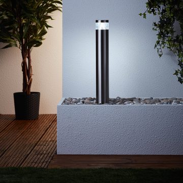 Lightbox Außen-Stehlampe, LED fest integriert, kaltweiß, LED Außen Sockellampe, 50 cm Höhe, Ø 8 cm, 4 W, 460 lm, 6500 K, IP44