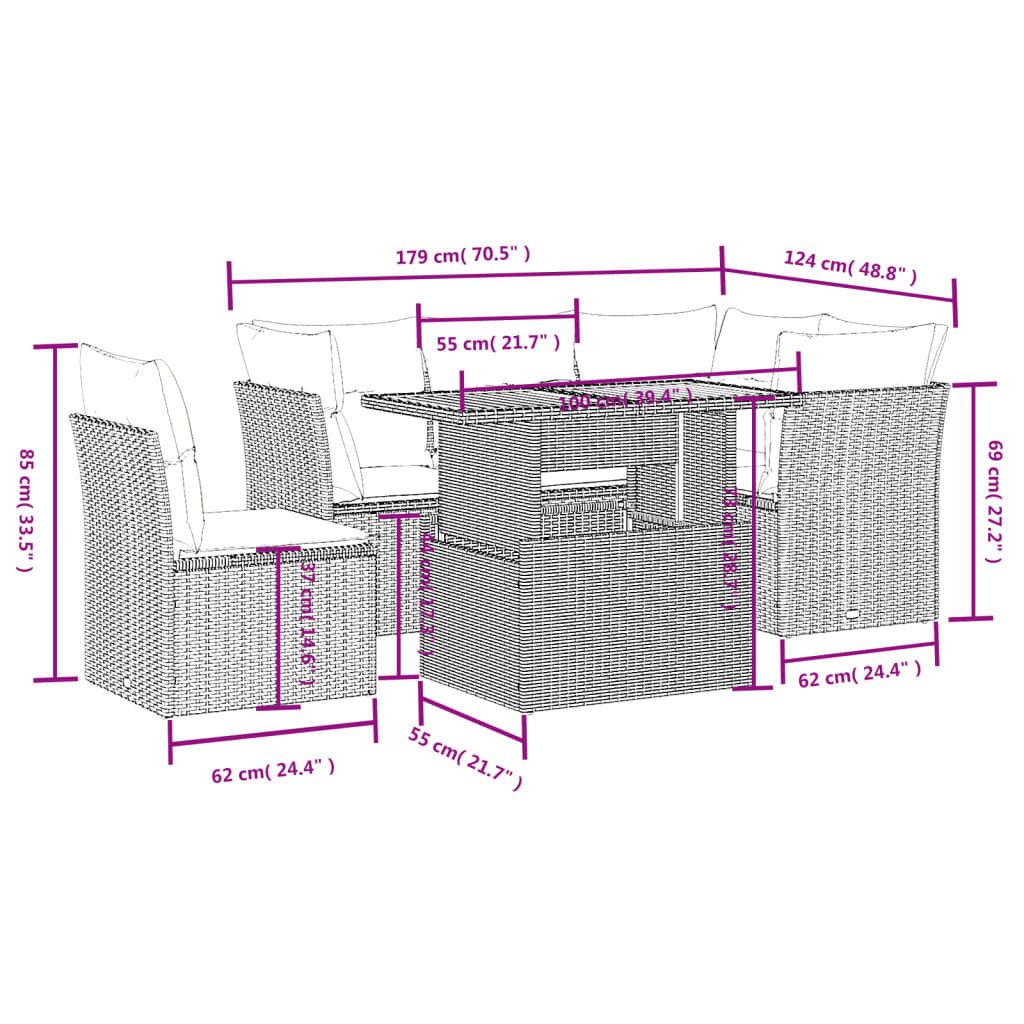vidaXL Gartenlounge-Set 5-tlg. Garten-Sofagarnitur mit Kissen günstig online kaufen