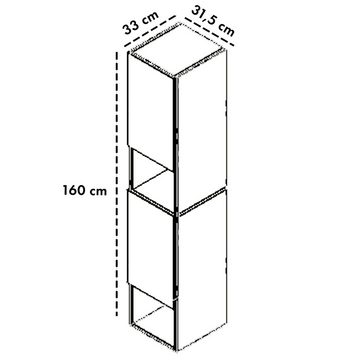 GARLIVO Badezimmer-Set Badezimmerschrank GLC2, hängend, stehend, Eiche, Breite 31,5 cm