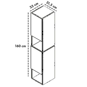 GARLIVO Badezimmer-Set Badezimmerschrank GLC2, hängend, stehend, Anthrazit, Breite 31,5 cm