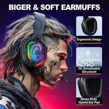 Krysenix Bequeme Steuerung Gaming-Headset (Stereo-Surround-Sound, Multiplattform-Kompatibilität, Profi-Design mit RGB-Licht, ergonomisch, Noise-Cancelling-Mikrofon)