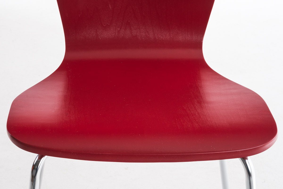 Holz - - - - Besucherstuhl Gestell: Metall geformter chrom Messestuhl), Konferenzstuhl mit Jaron rot Warteraumstuhl (Besprechungsstuhl ergonomisch TPFLiving Sitzfläche: Sitzfläche