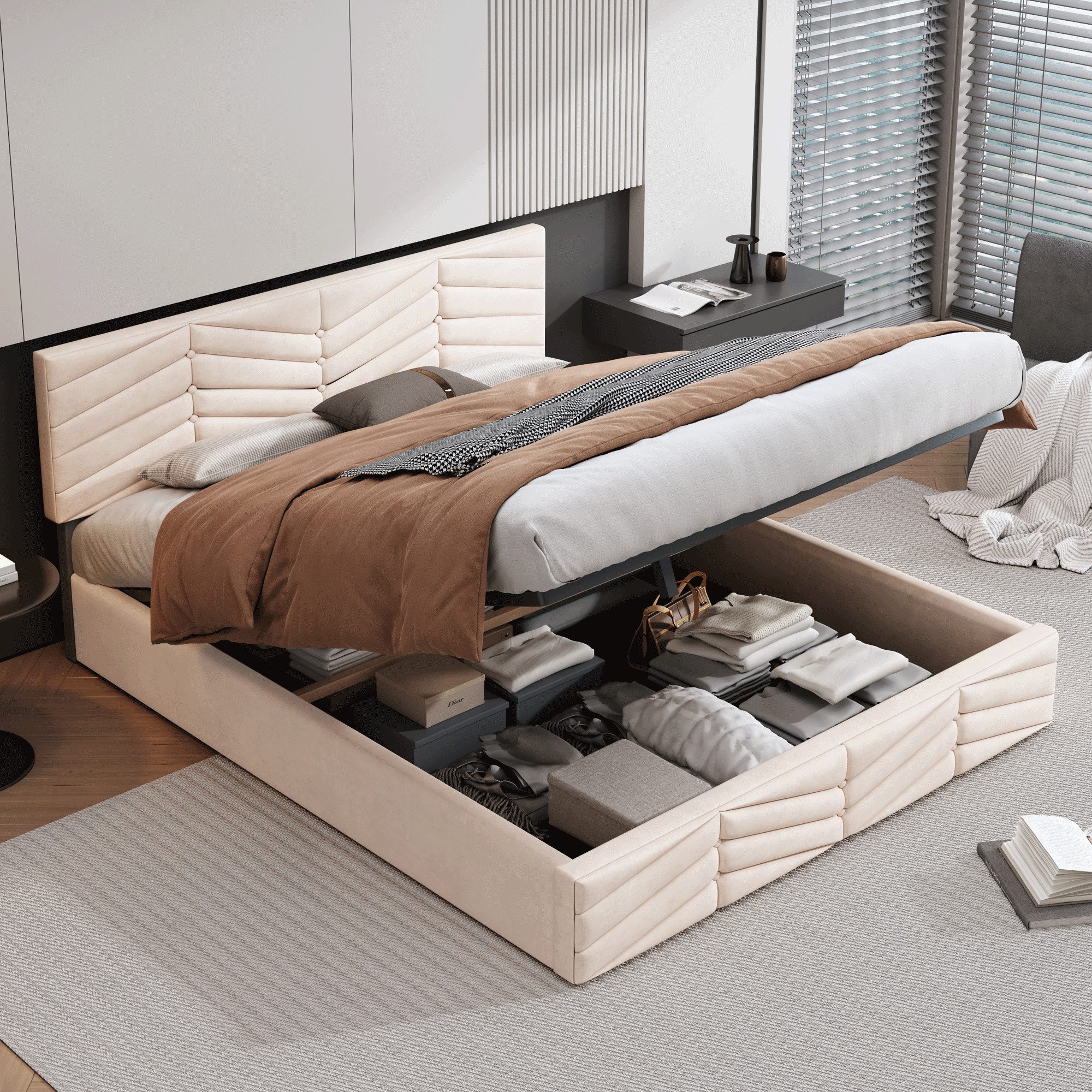 REDOM Polsterbett Doppelbett Bett Stauraumbett Jugendbett günstig online kaufen