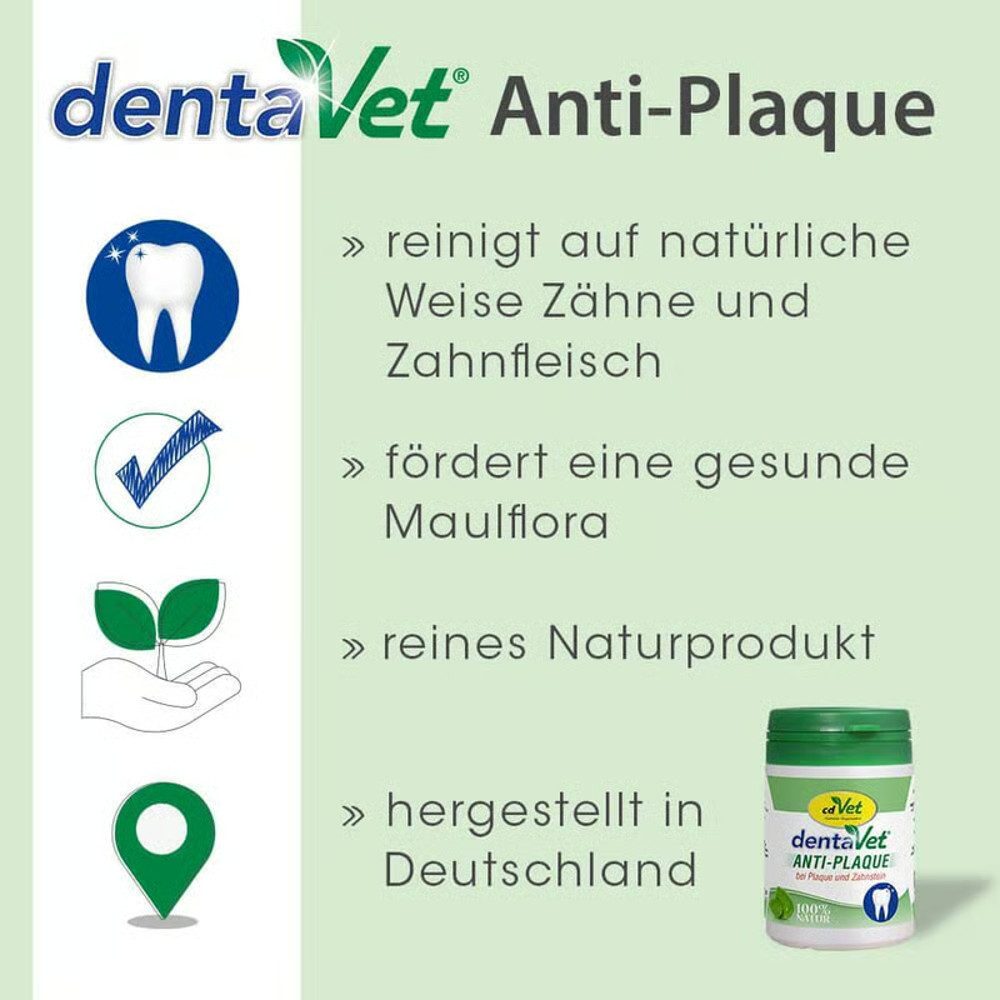 cdVet dentaVet Anti-Plaque, Ergänzungsfutter für: Katzen, Hunde, reinigt Zähne und Zahnfleisch ohne Putzen