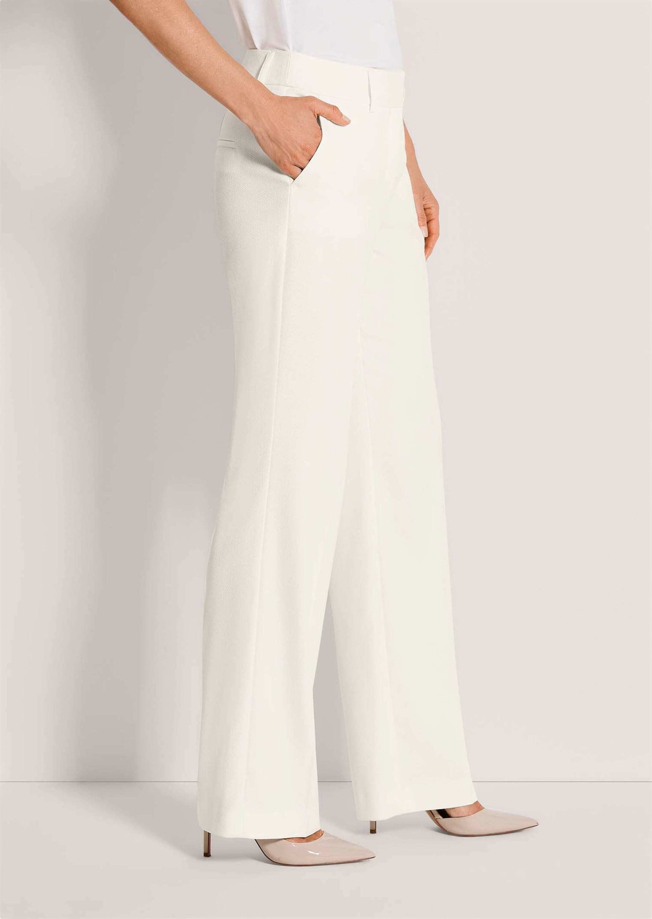 MADELEINE Stoffhose Elegante Bügelfaltenhose mit Struktur Jerseyhose mit Formbund, Hakenverschluss, Taschen und Knöchellänge