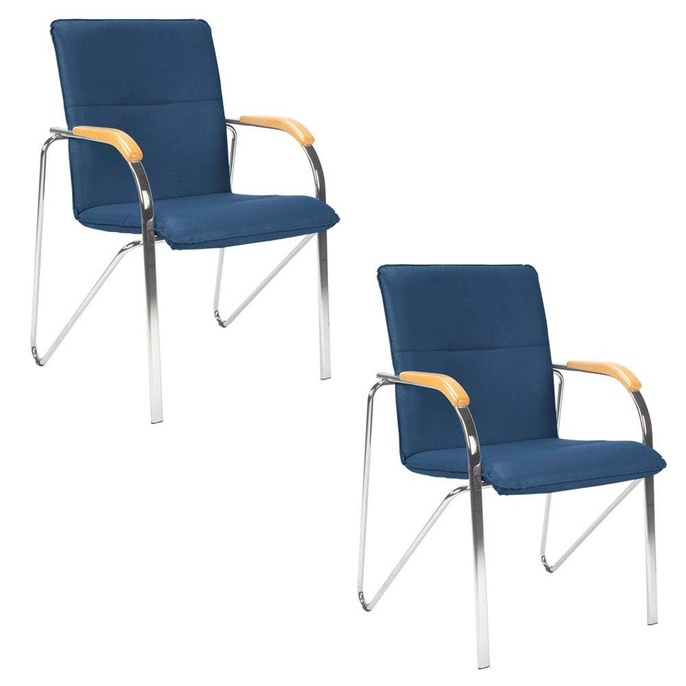 Nowy Styl Besucherstuhl 2 Besucherstühle Stapelstuhl SAMBA blau