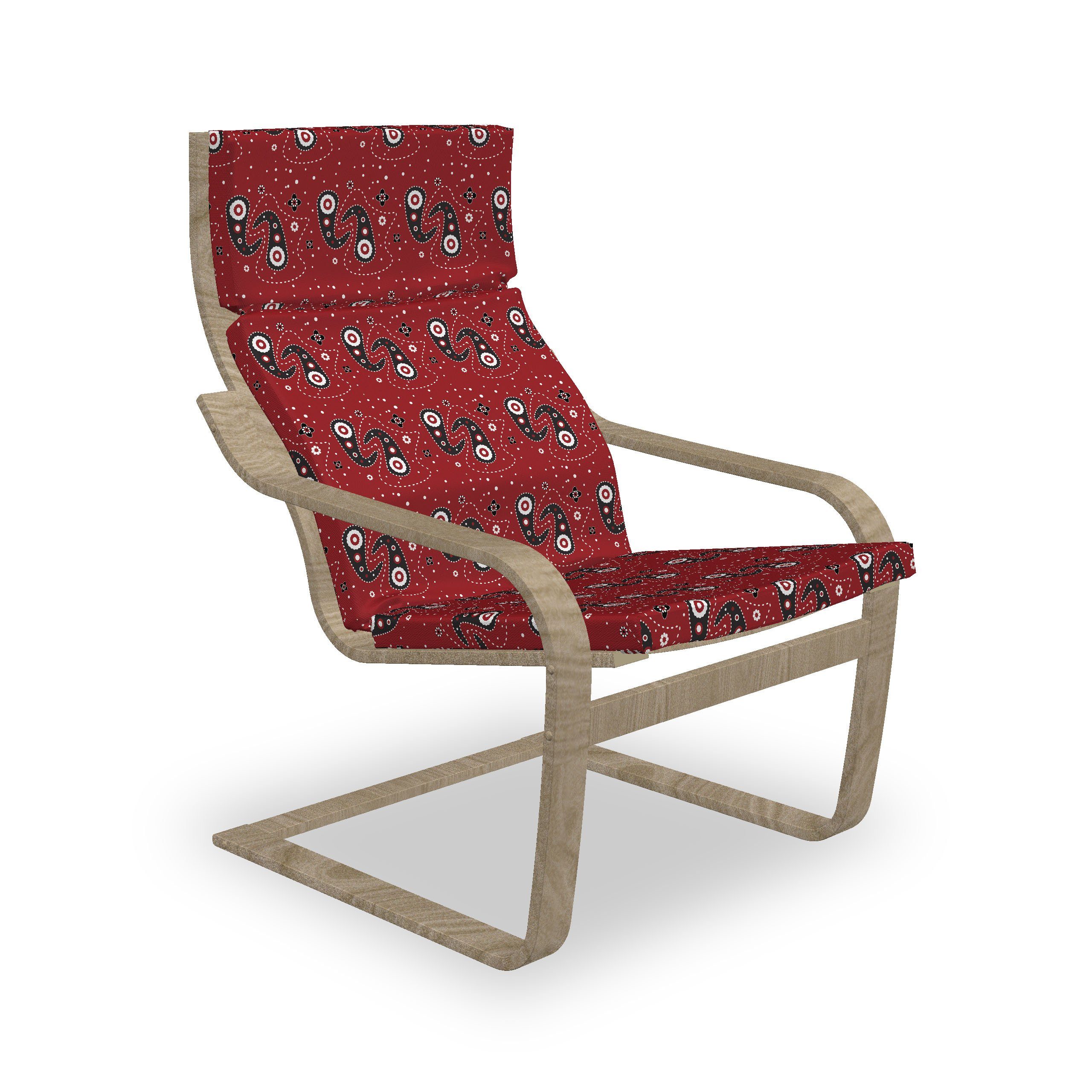 Abakuhaus Stuhlkissen Sitzkissen mit Stuhlkissen mit Hakenschlaufe und Reißverschluss, rot schwarz Paisley Blumen-Punkte