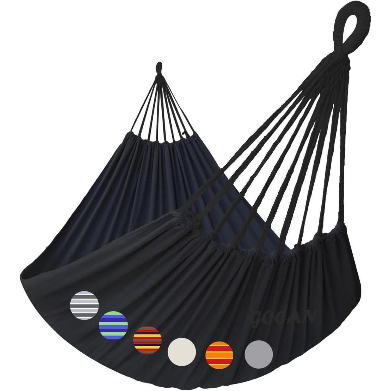 LuxusKollektion Hängematte Hängematte 2 Personen 220x150cm 300kg Baumwolle Schwarz (1 St)