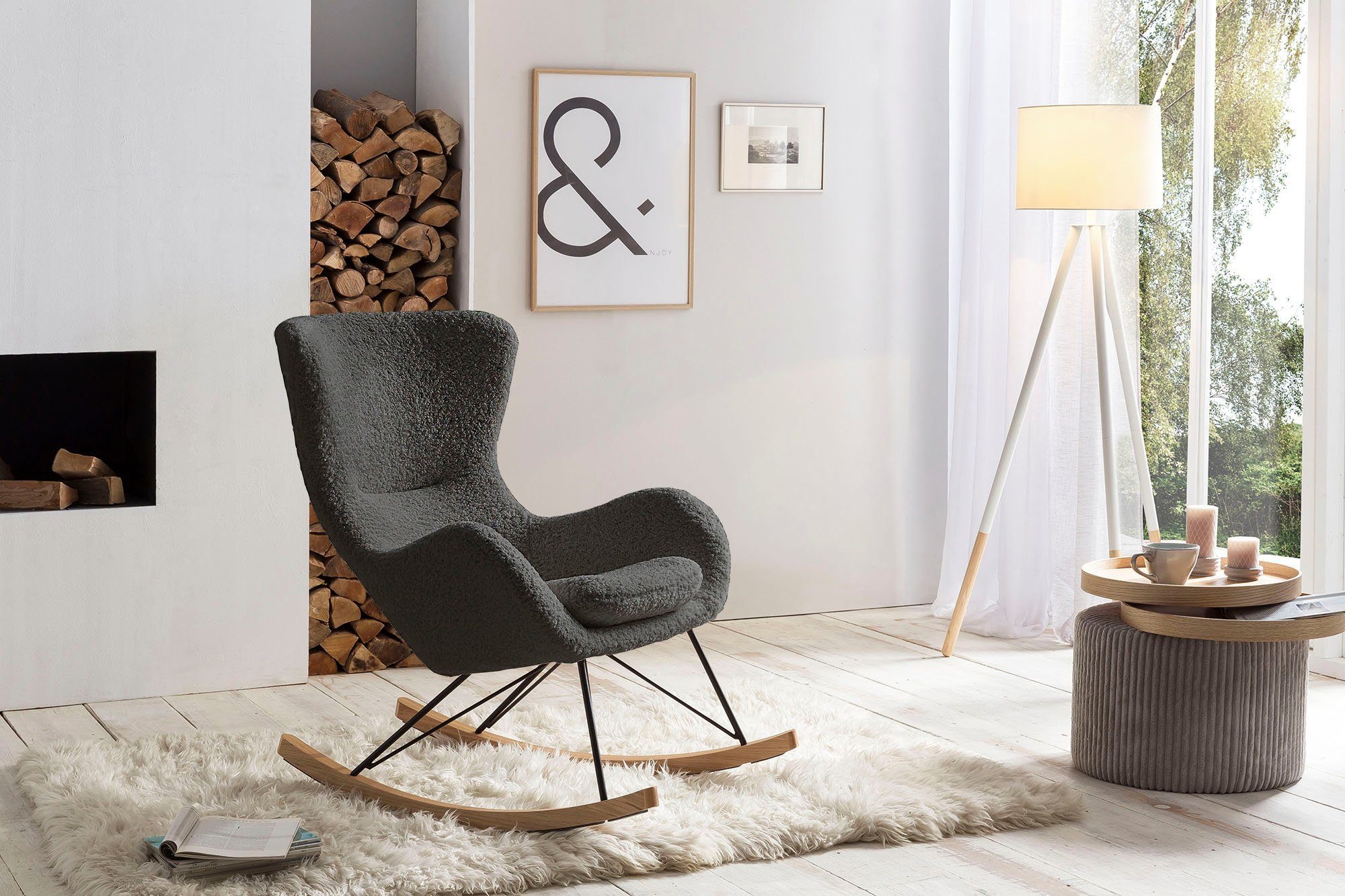 SalesFever Beistelltisch Coffeetable in minimalistischer Optik, Bewegliche Tabletts trifft modernen Cordbezug