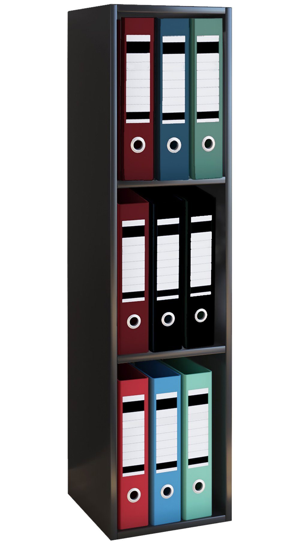 VCM Standregal Offas B. 34 x T. 30 x H. 107 cm, Offener Stauraum für Ordner, Akten und Bücher, 3 Fächer, Holzwerkstoff