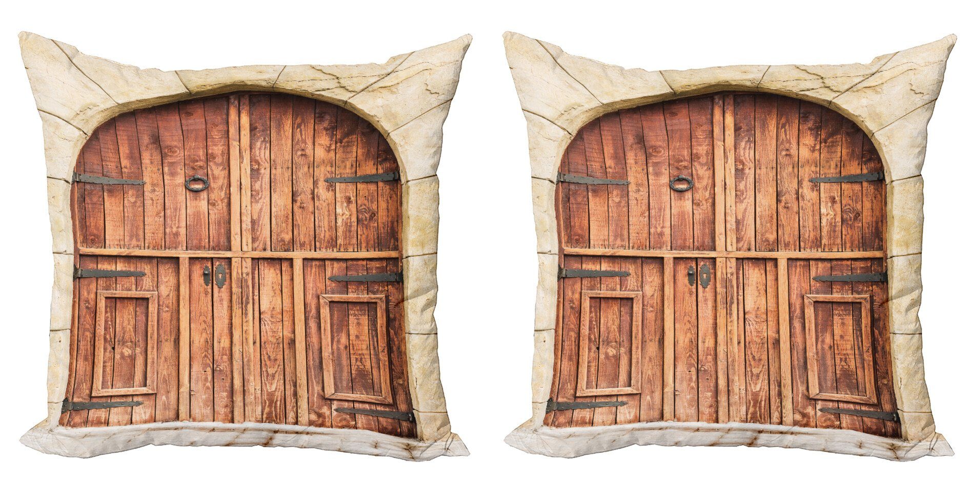 Modern Abakuhaus Doppelseitiger Tür Rustikal Accent Steinfassade (2 Digitaldruck, Stück), Oak Kissenbezüge