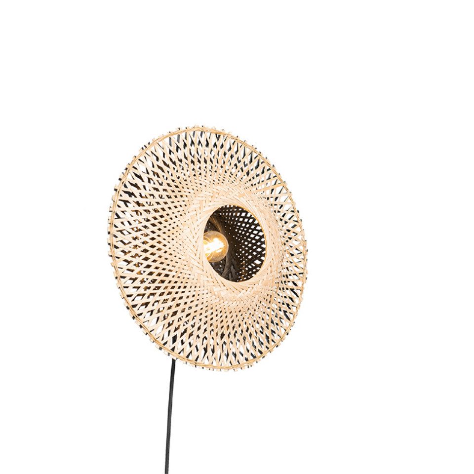 Qazqa Wandleuchte Rina, ohne Leuchtmittel, Warmweiß, QAZQA Wand­leuchte, e27, Naturel, Bamboo, Orientalisch