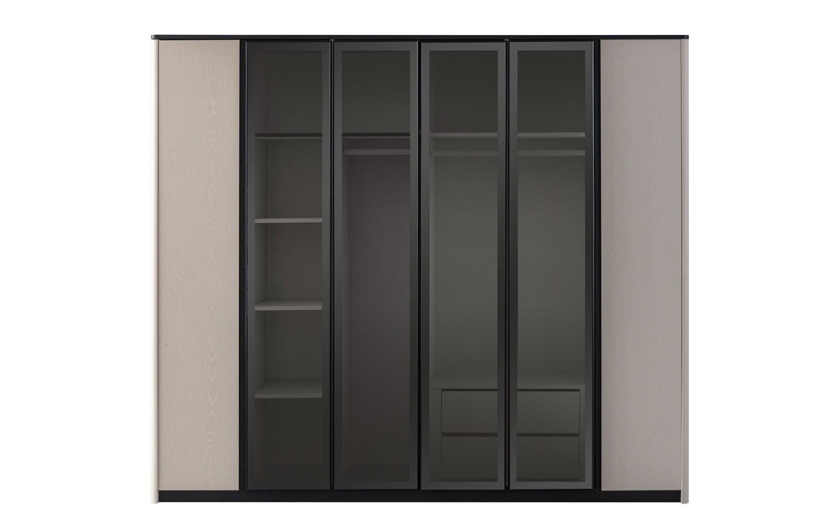 JVmoebel Drehtürenschrank Garderobenschrank aus Holz in Grau mit modernen Akzenten (1-St., 1x Kleiderschrank) Made in Europa