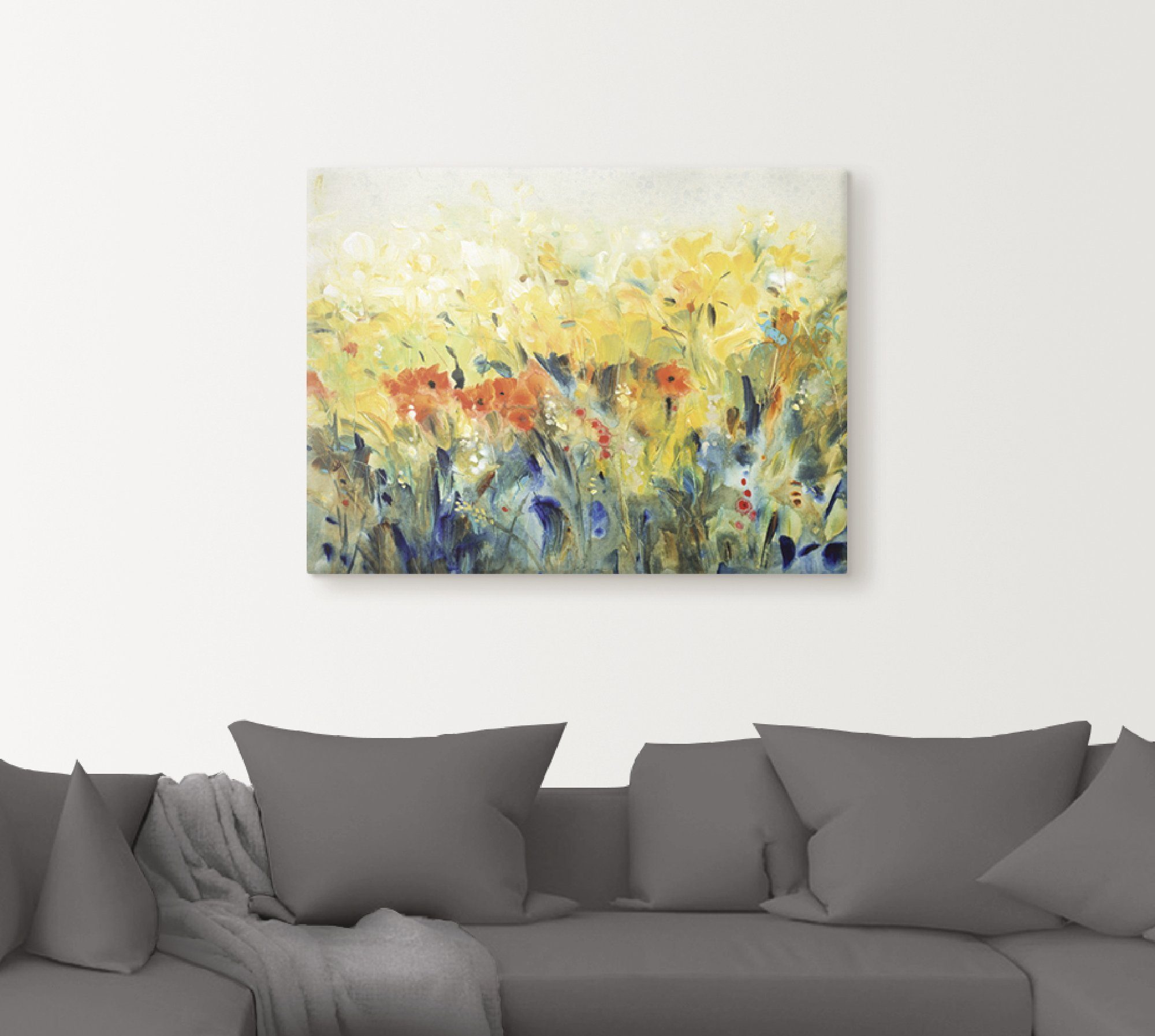 Artland Leinwandbild Schwingende Blumen II, Blumenwiese (1 St), auf Holzrahmen gespannt