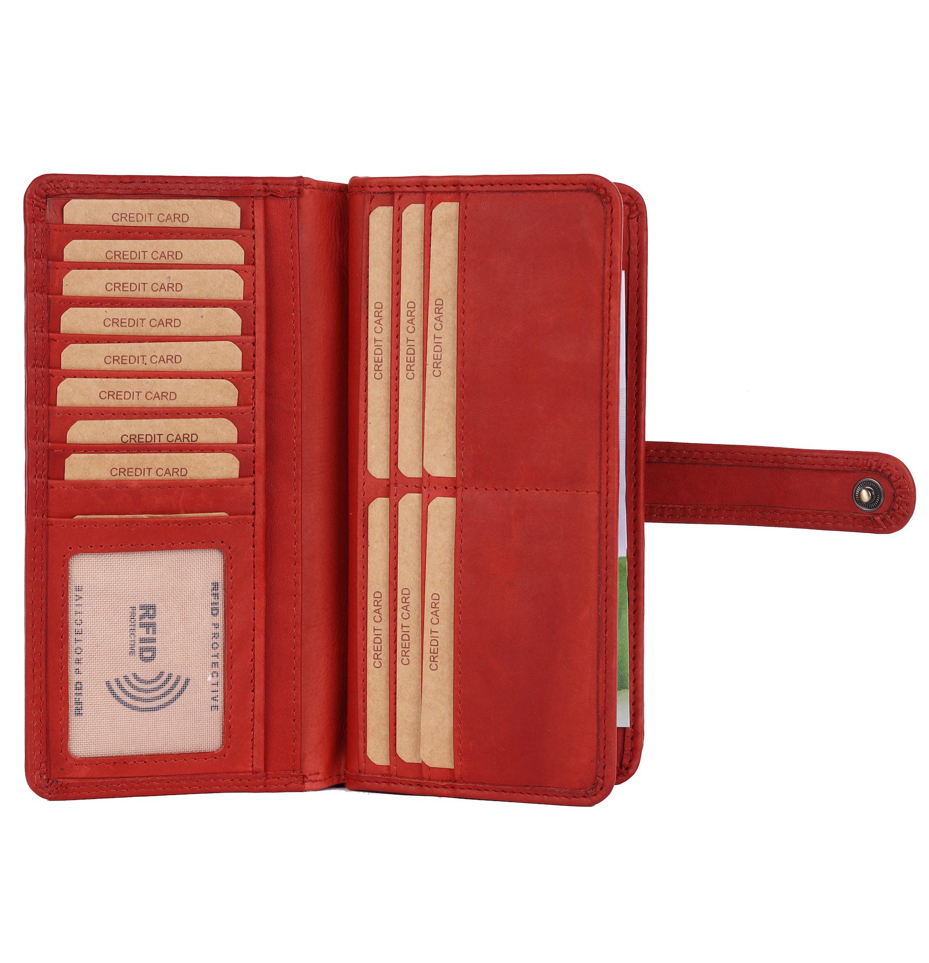 Benthill Geldbörse Damen Groß Leder Portemonnaie RFID Vintage XXL Geldbeutel Echt-Leder, RFID-Schutz Kartenfächer Münzfach Reißverschlussfach