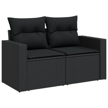 vidaXL Gartenlounge-Set 11-tlg. Garten-Sofagarnitur mit Kissen Schwarz Poly Rattan, (1-tlg)